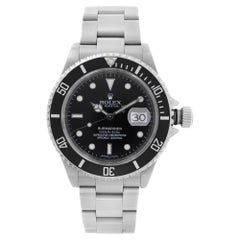 Rolex Submariner Date No Holes Steel Black Dial Automatic Mens Watch 16610