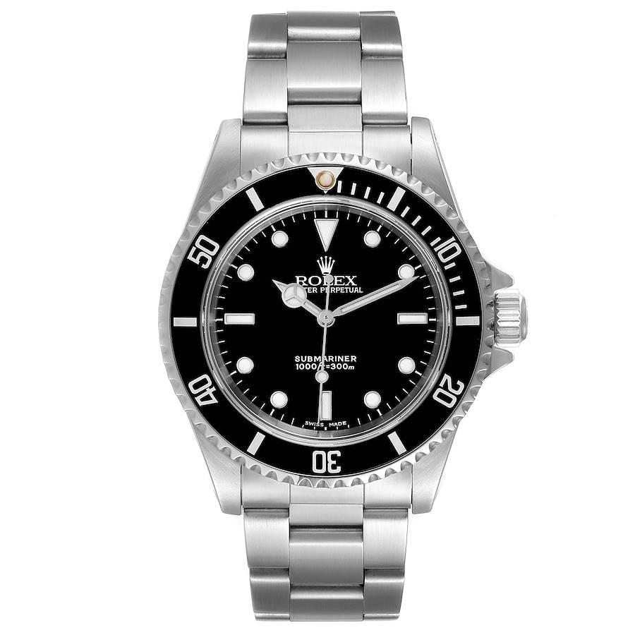 Rolex Submariner 40mm Non-Date 2 Liner Steel Mens Watch 14060 Box Papers. Automatic self-winding movement. Stainless steel case 40.0 mm in diameter. Rolex logo on a crown. Special time-lapse unidirectional rotating bezel. Scratch resistant sapphire