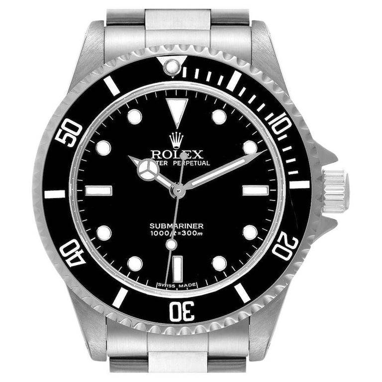 Rolex Submariner 40mm Non Date 4 Liner Steel Mens Watch Box Card For Sale At 1stdibs