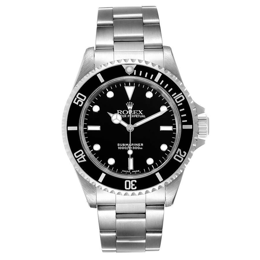 Rolex Submariner 40mm Non-Date 2 Liner Steel Mens Watch 14060. Automatic self-winding movement. Stainless steel case 40.0 mm in diameter. Rolex logo on a crown. Special time-lapse unidirectional rotating bezel. Scratch resistant sapphire crystal.