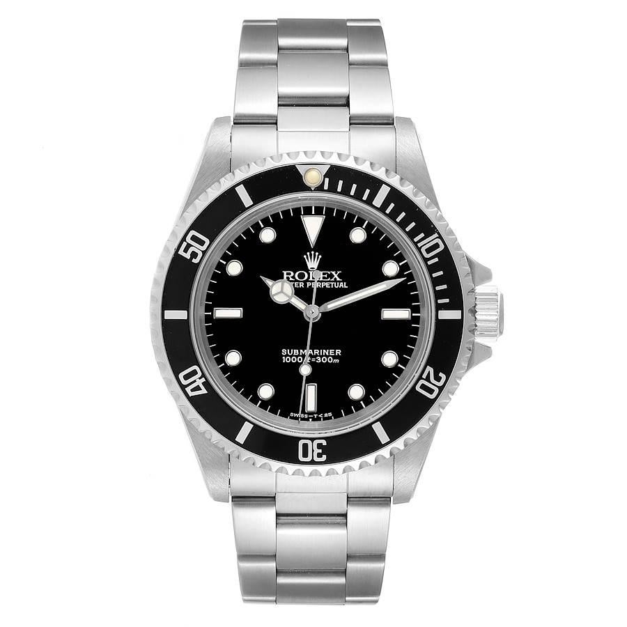 Rolex Submariner 40mm Non-Date 2 Liner Steel Mens Watch 14060. Automatic self-winding movement. Stainless steel case 40.0 mm in diameter. Rolex logo on a crown. Special time-lapse unidirectional rotating bezel. Scratch resistant sapphire crystal.
