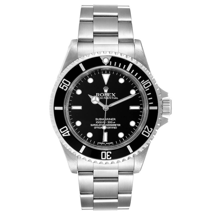 Rolex Submariner 40mm Non-Date 4 Liner Steel Steel Watch 14060 Box Card. Automatic self-winding movement. Stainless steel case 40.0 mm in diameter. Rolex logo on a crown. Special time-lapse unidirectional rotating bezel. Scratch resistant sapphire