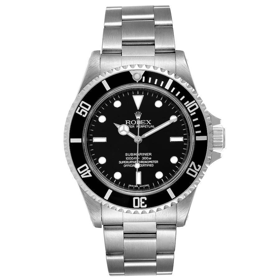 Rolex Submariner 40mm Non-Date 4 Liner Steel Steel Watch 14060 Box Card. Automatic self-winding movement. Stainless steel case 40.0 mm in diameter. Rolex logo on a crown. Special time-lapse unidirectional rotating bezel. Scratch resistant sapphire