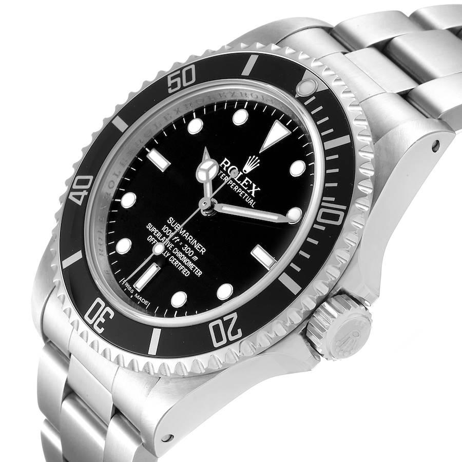 Men's Rolex Submariner Non-Date 4 Liner Steel Steel Watch 14060 Box Card For Sale
