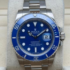 Rolex Submariner 40mm Smurf 18K White Gold Ceramic Watch 116619LB