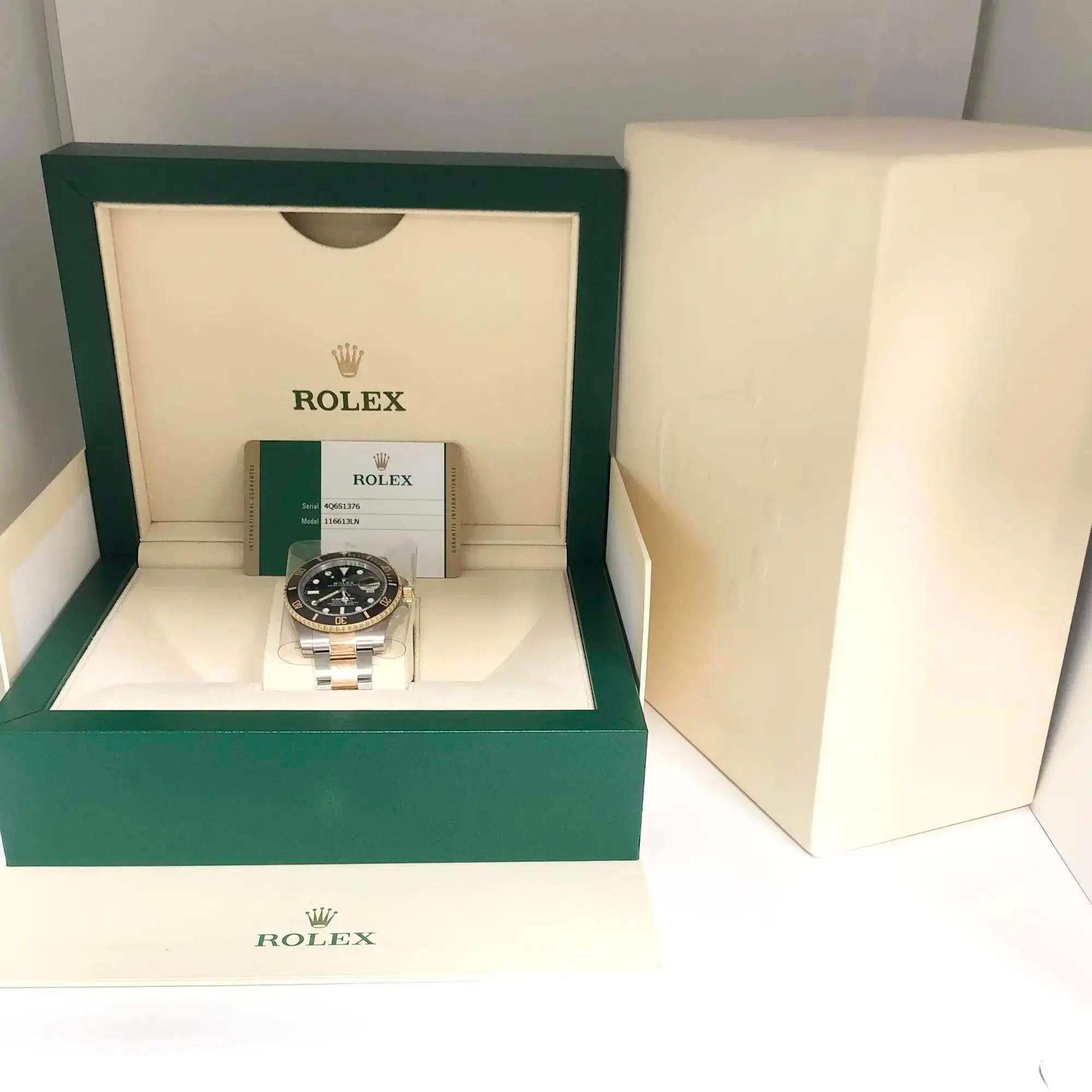 Rolex Submariner Stahl 18k Gelbgold Schwarzes Zifferblatt Herrenuhr 116613LN im Angebot 3