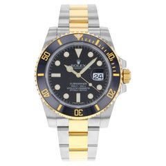 Rolex Montre Submariner en acier et or jaune 18 carats avec cadran noir pour hommes 116613LN