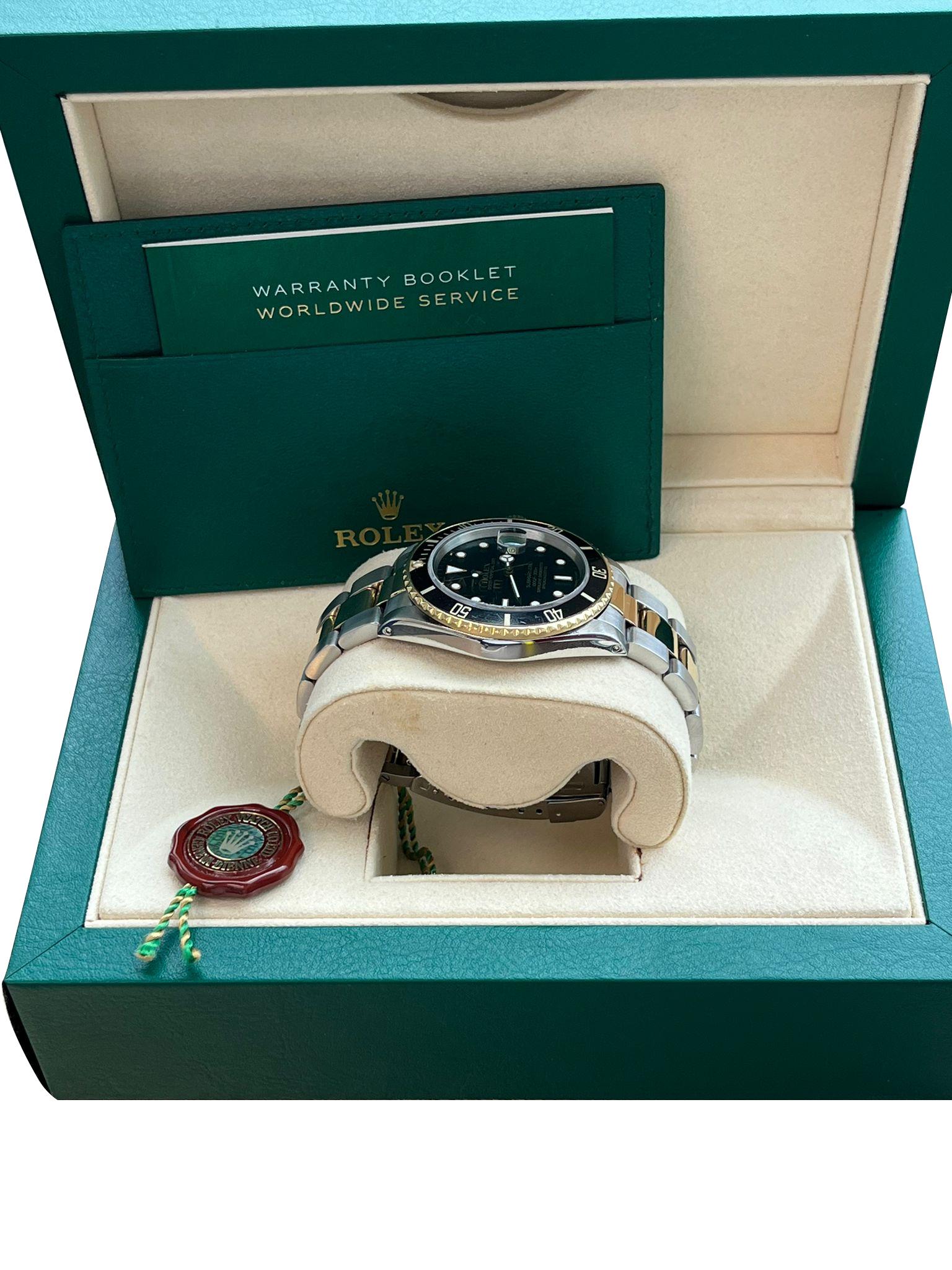 Rolex Submariner 40mm Stahl 18K Gelbgold Stahl Schwarzes Zifferblatt Herrenuhr 16803 im Angebot 1