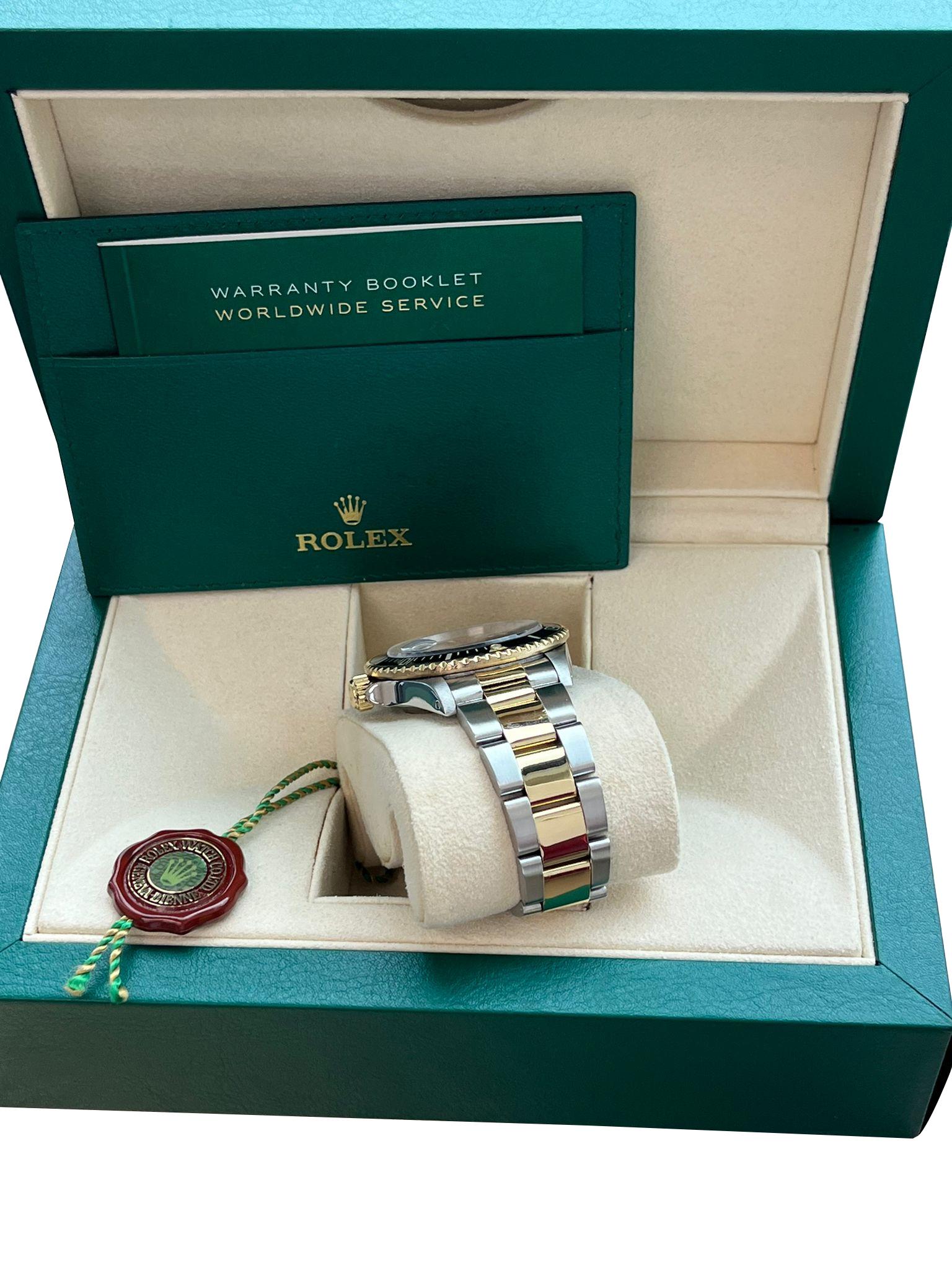 Rolex Submariner 40mm Stahl 18K Gelbgold Stahl Schwarzes Zifferblatt Herrenuhr 16803 im Angebot 2