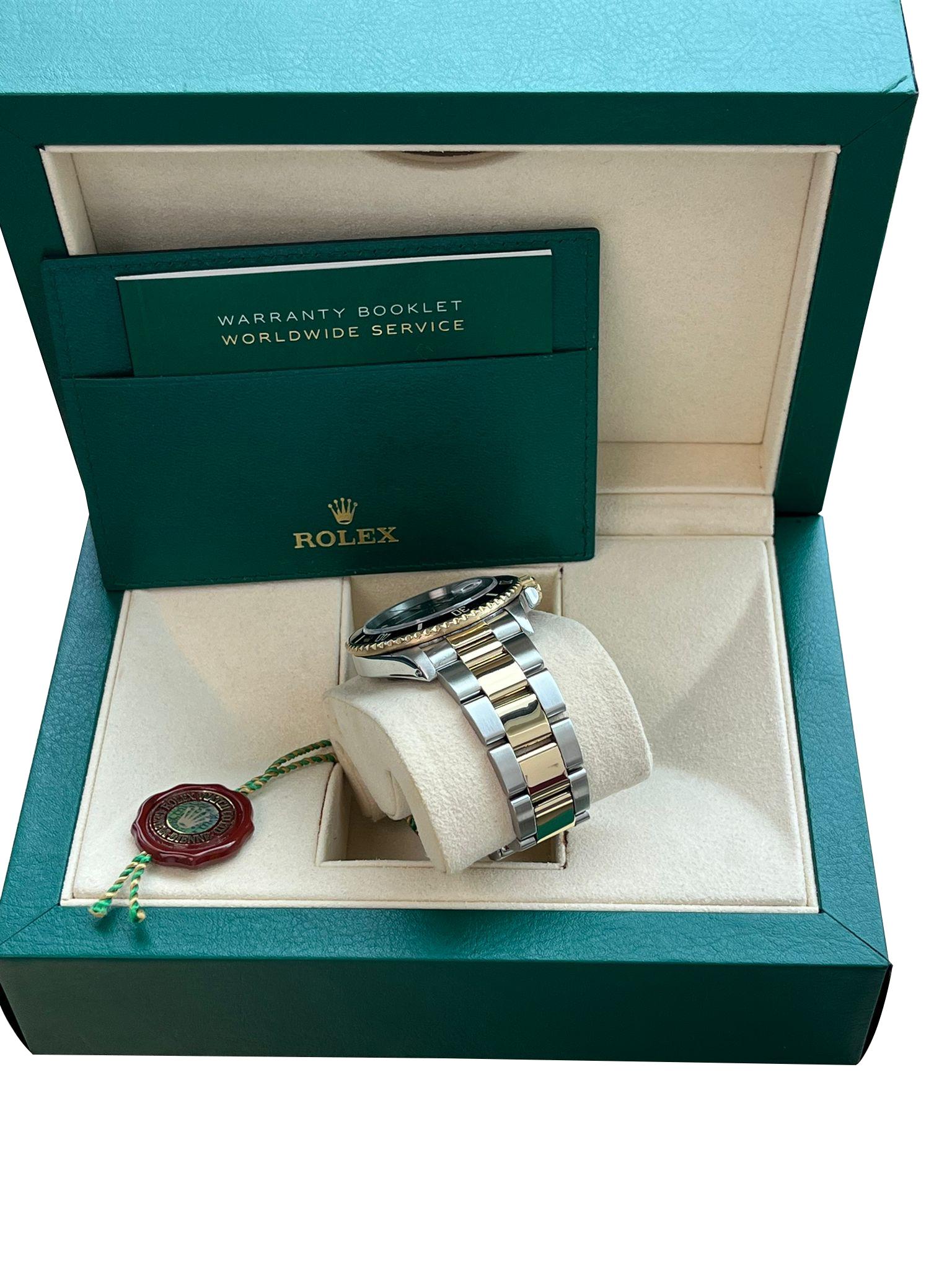 Rolex Submariner 40mm Stahl 18K Gelbgold Stahl Schwarzes Zifferblatt Herrenuhr 16803 im Angebot 3