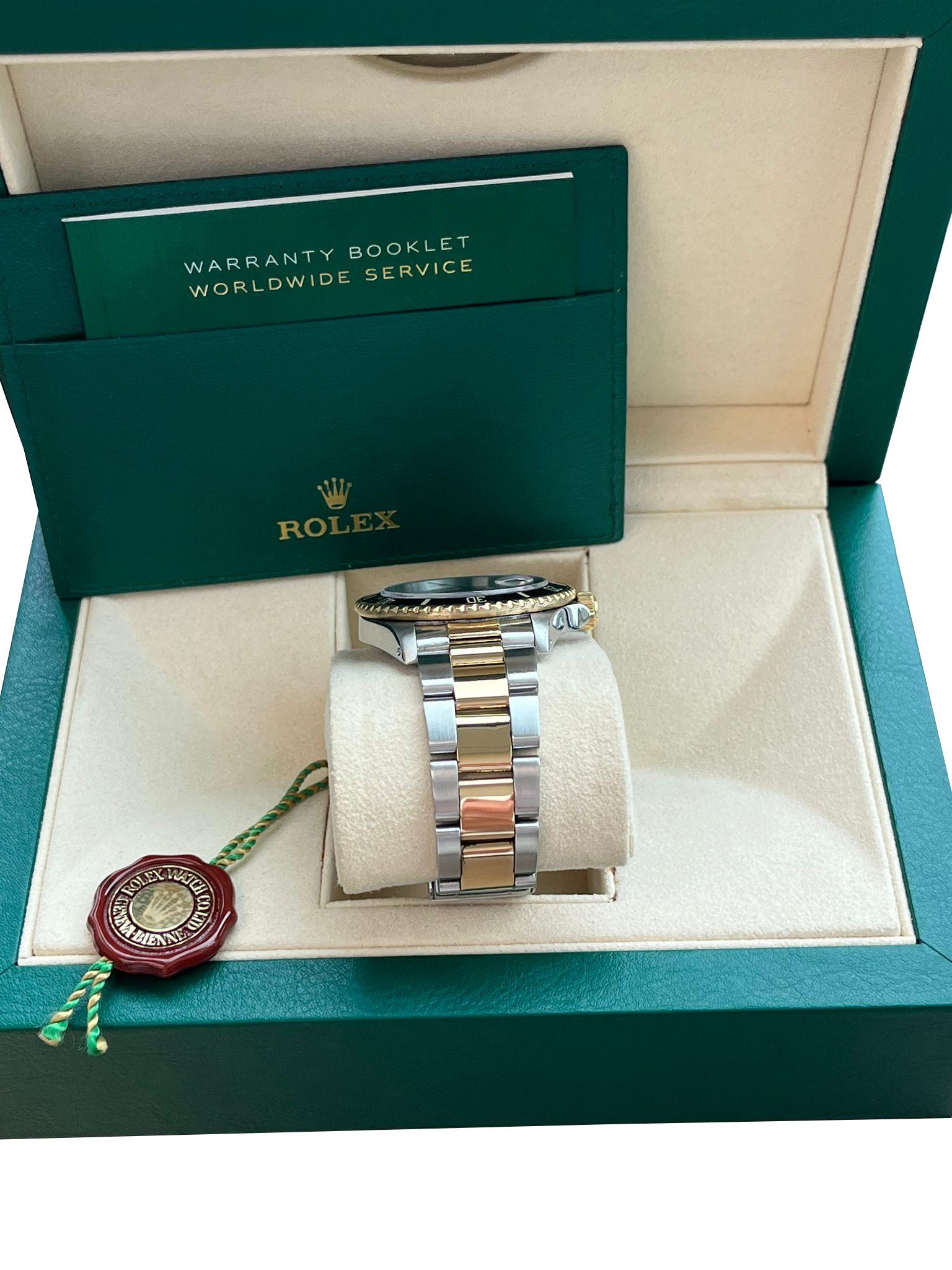 Rolex Submariner 40mm Stahl 18K Gelbgold Stahl Schwarzes Zifferblatt Herrenuhr 16803 im Angebot 4