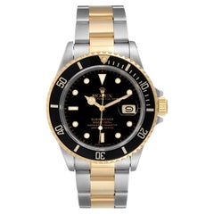 Rolex Submariner 40mm Acciaio 18K Oro Giallo Acciaio Quadrante Nero Orologio Uomo 16803