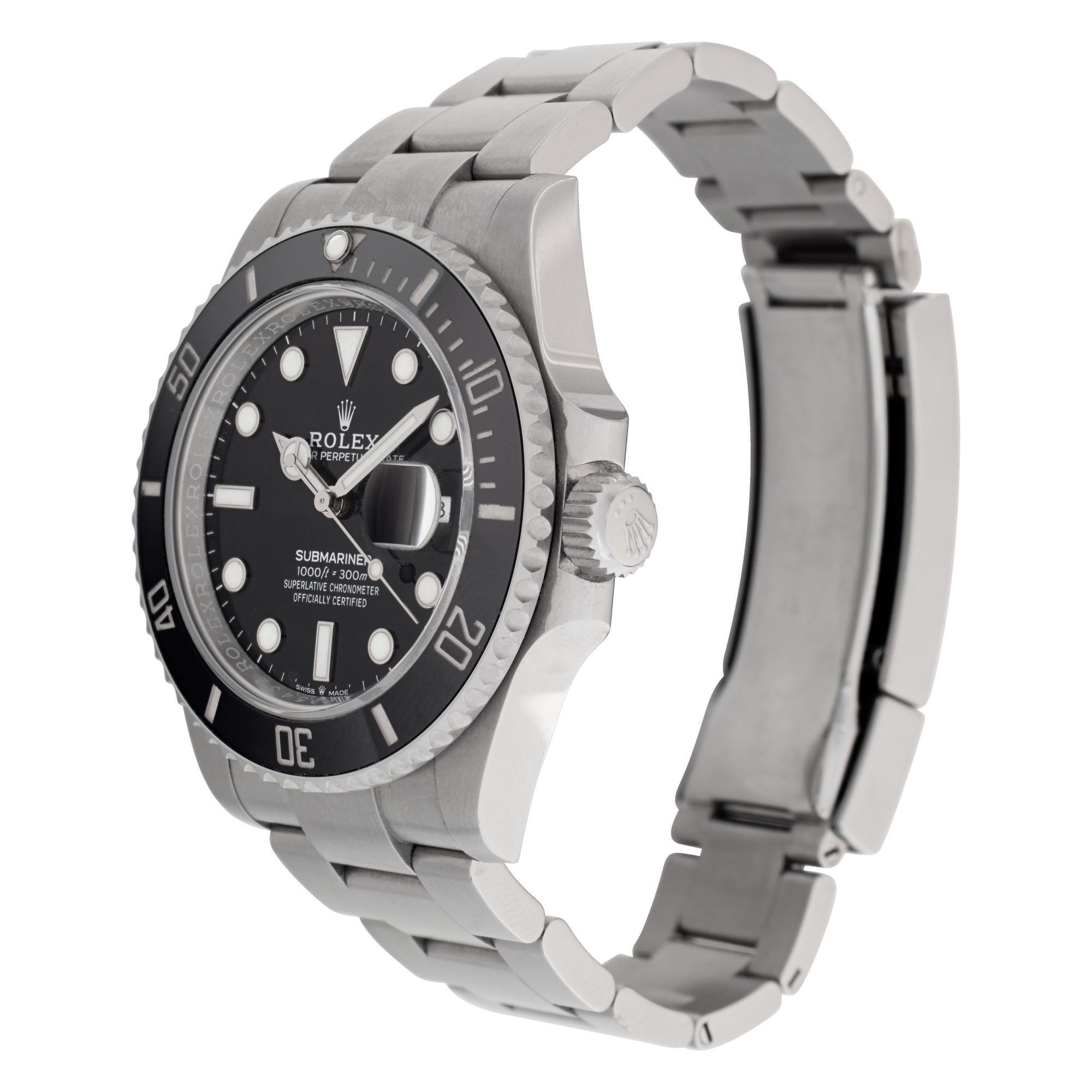 Rolex Submariner 41 in stainless steel with black ceramic bezel & dial . Auto w/ sweep seconds and date. 41 mm case size. **Bank wire only at this price** Ref 126610. Circa 2020s. Fine Pre-owned Rolex Watch. Certified preowned Sport Rolex Submariner