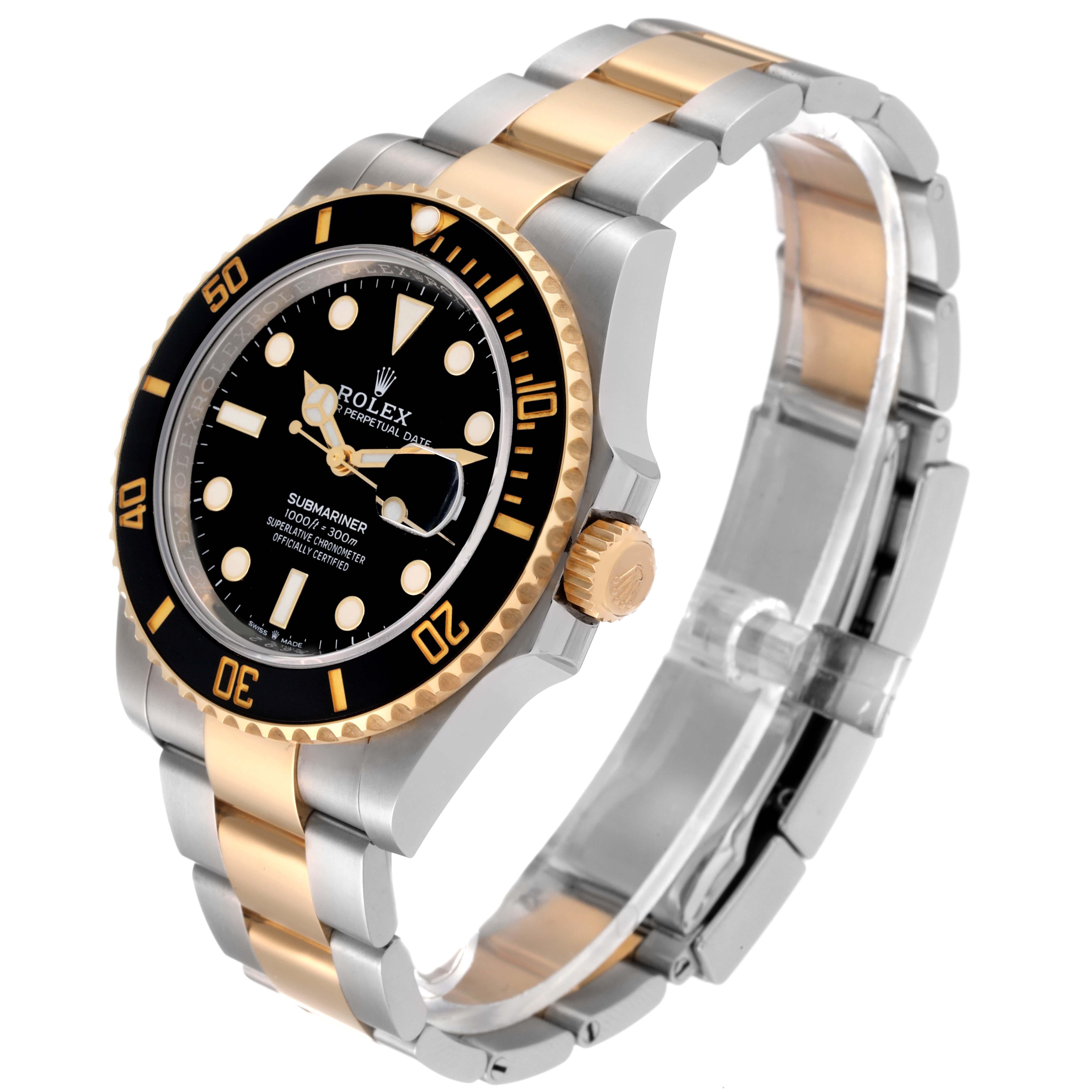 Rolex Submariner 41 Steel Yellow Gold Black Dial Mens Watch 126613 Box Card In Excellent Condition For Sale In Atlanta, GA