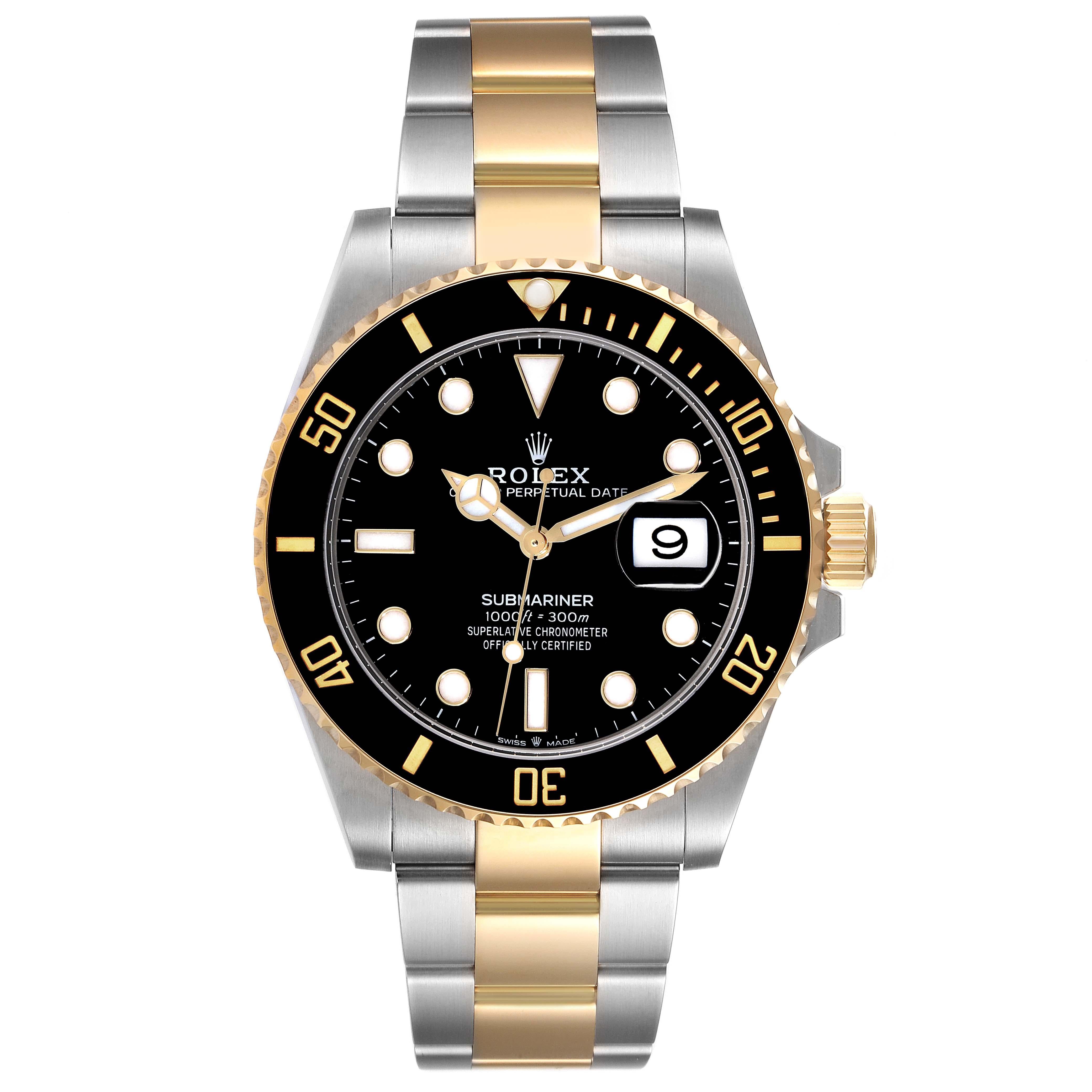 Men's Rolex Submariner 41 Steel Yellow Gold Black Dial Mens Watch 126613 Box Card For Sale