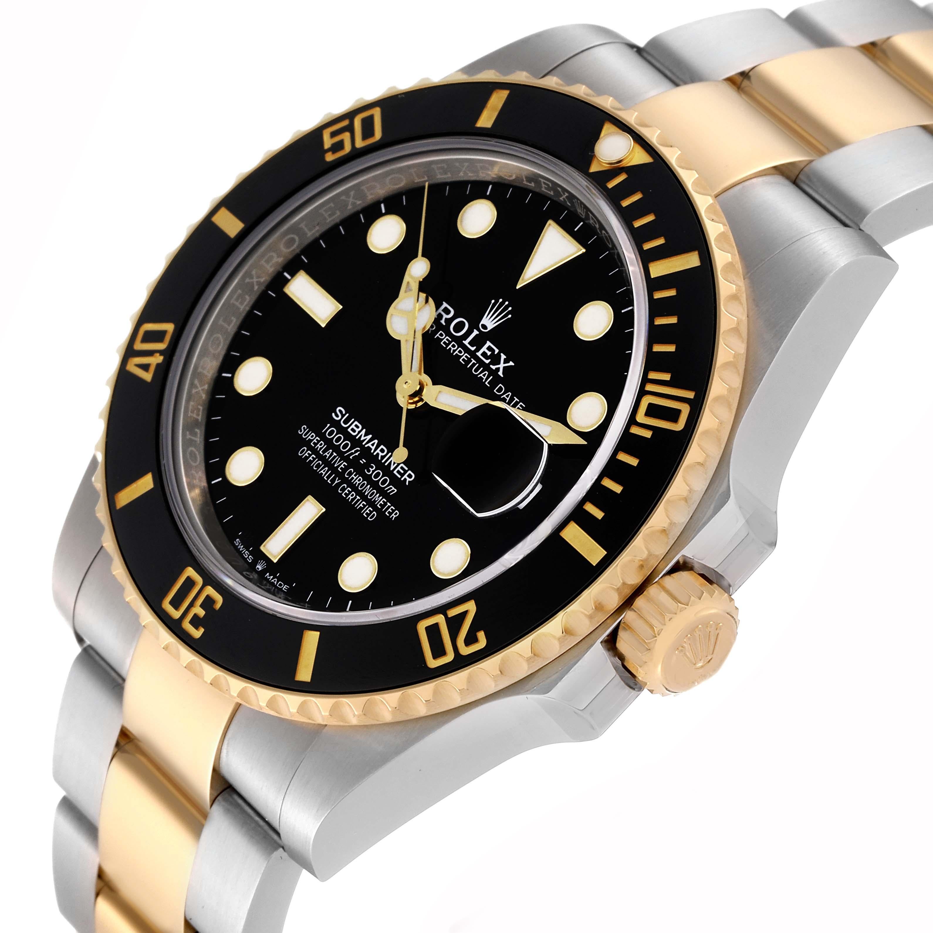 Rolex Submariner 41 Steel Yellow Gold Black Dial Mens Watch 126613 Box Card For Sale 1