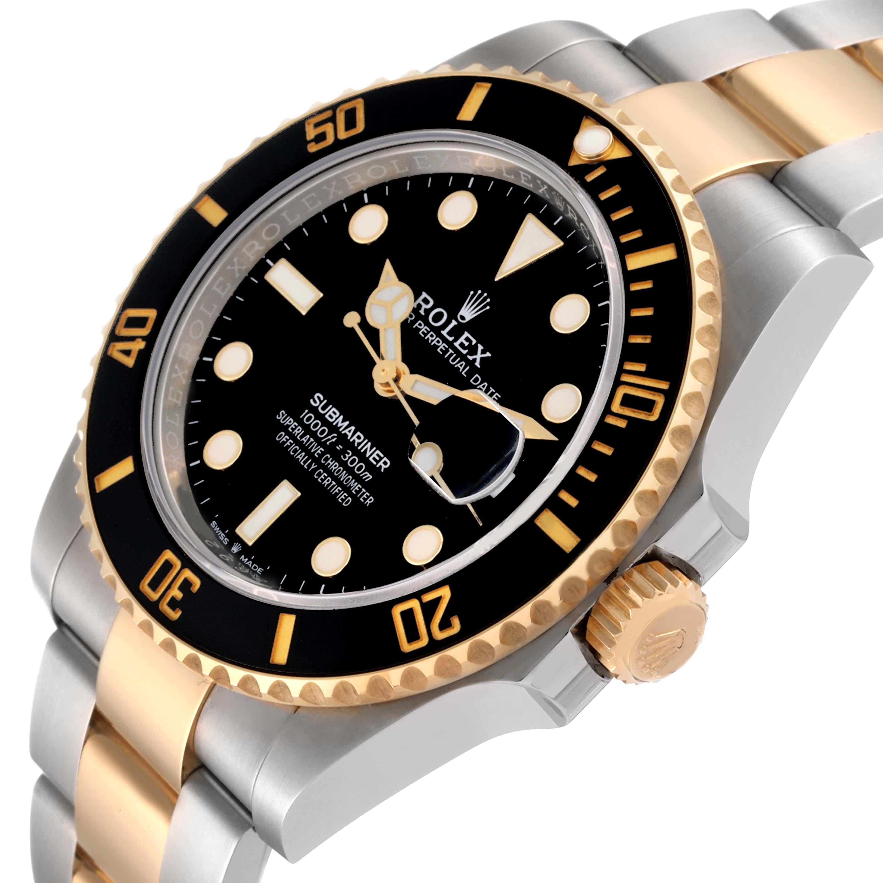 Rolex Submariner 41 Steel Yellow Gold Black Dial Mens Watch 126613 Box Card For Sale 2