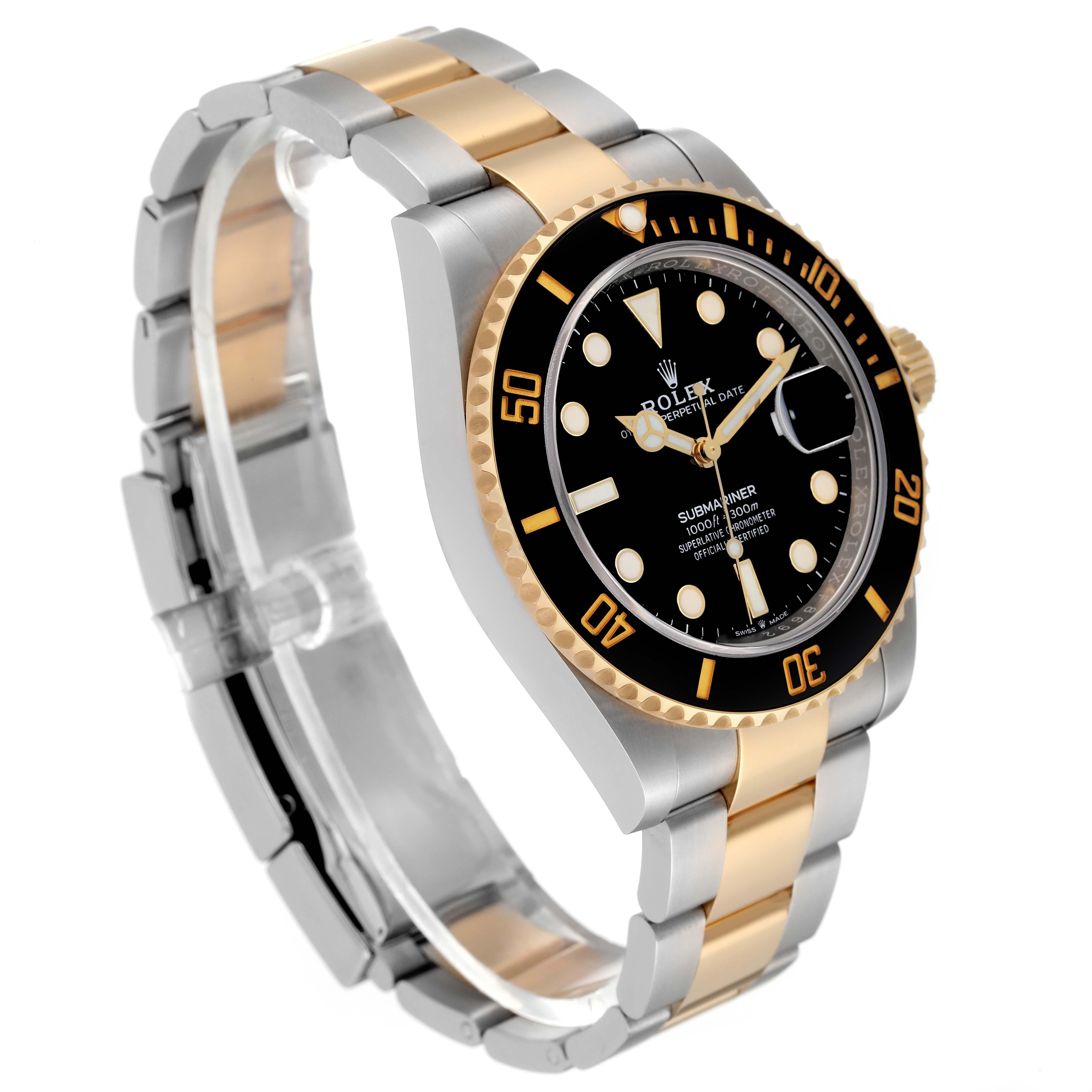 Rolex Submariner 41 Steel Yellow Gold Black Dial Mens Watch 126613 Box Card For Sale 3