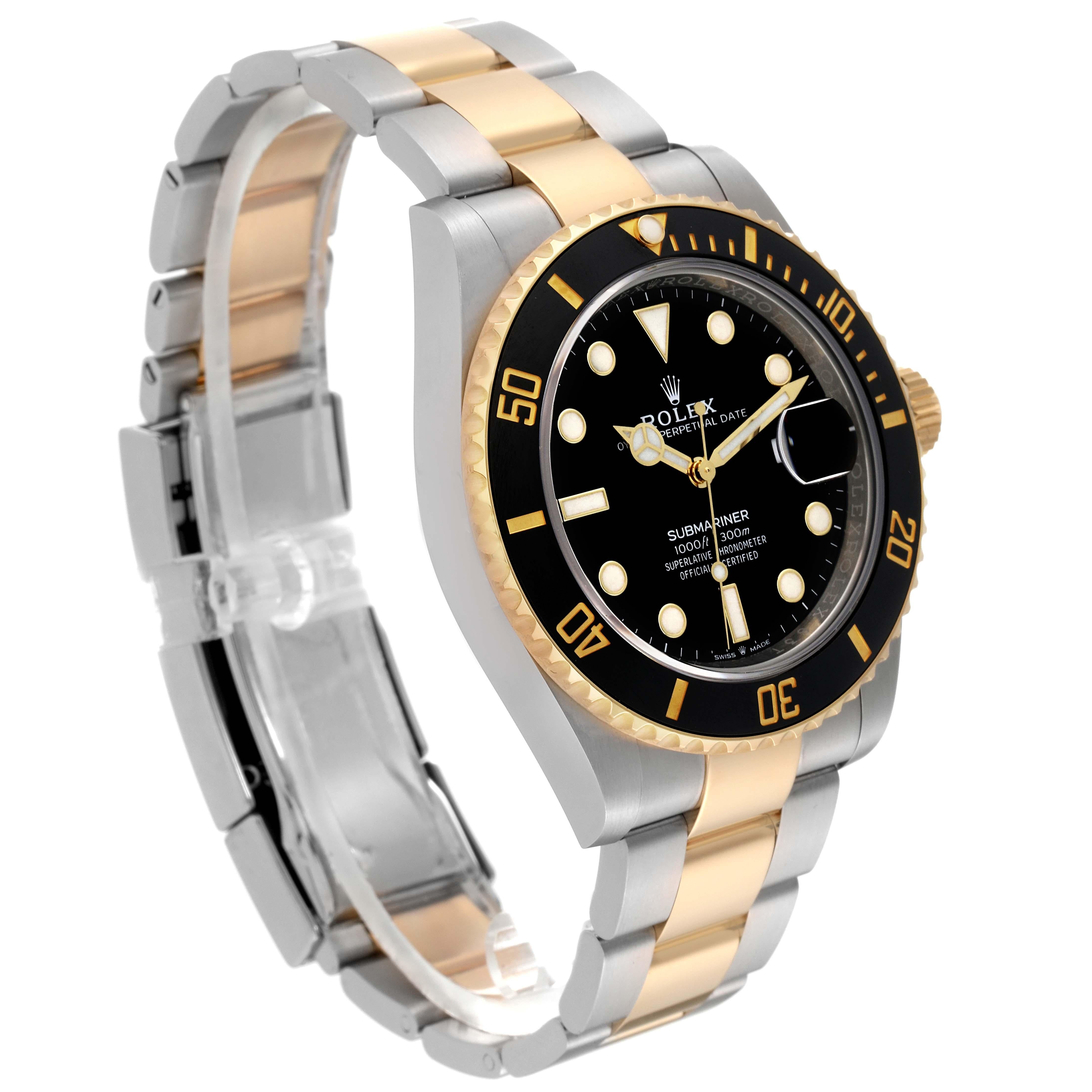 Rolex Submariner 41 Steel Yellow Gold Black Dial Mens Watch 126613 Box Card For Sale 4