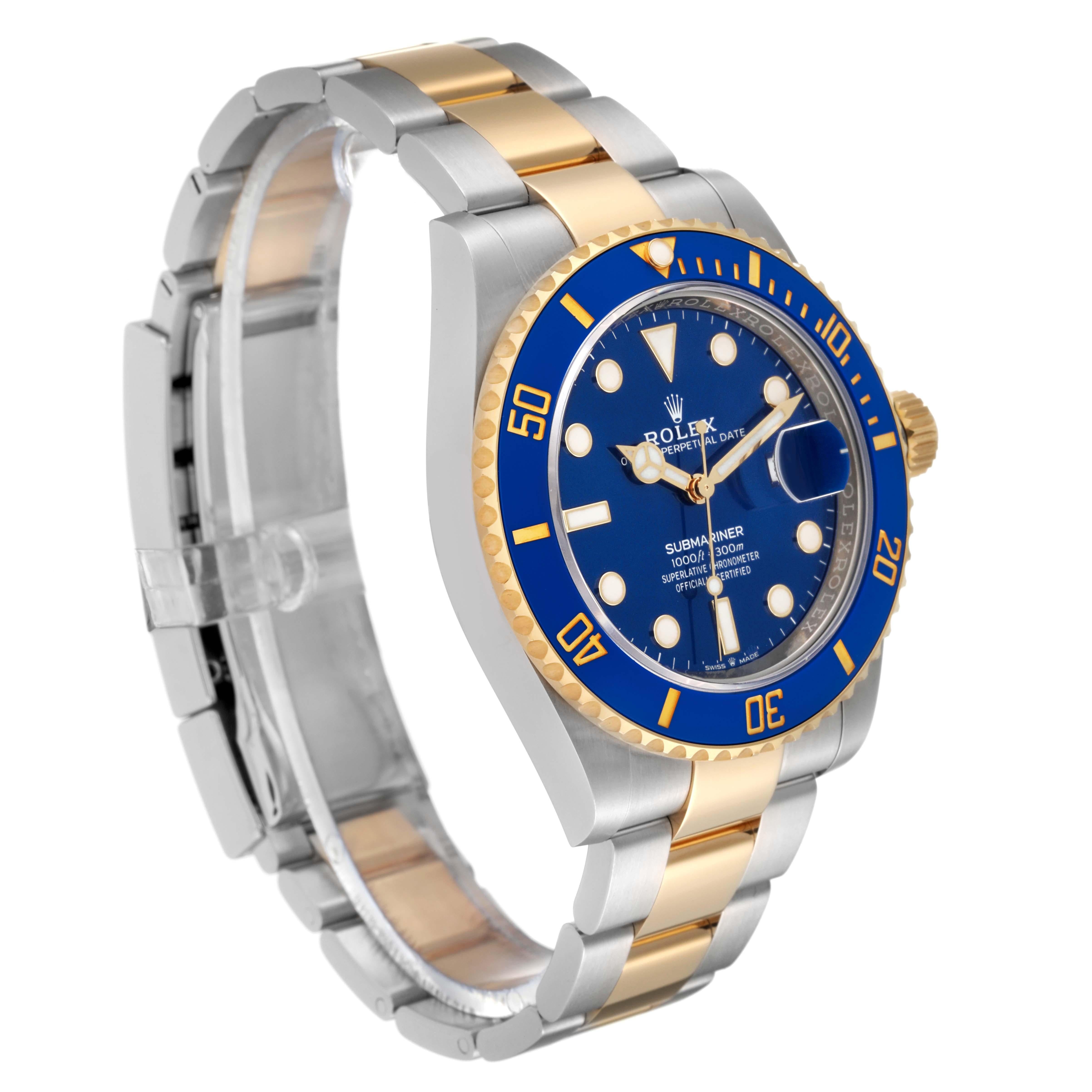 Rolex Submariner 41 Steel Yellow Gold Blue Dial Mens Watch 126613 Box Card In Excellent Condition In Atlanta, GA