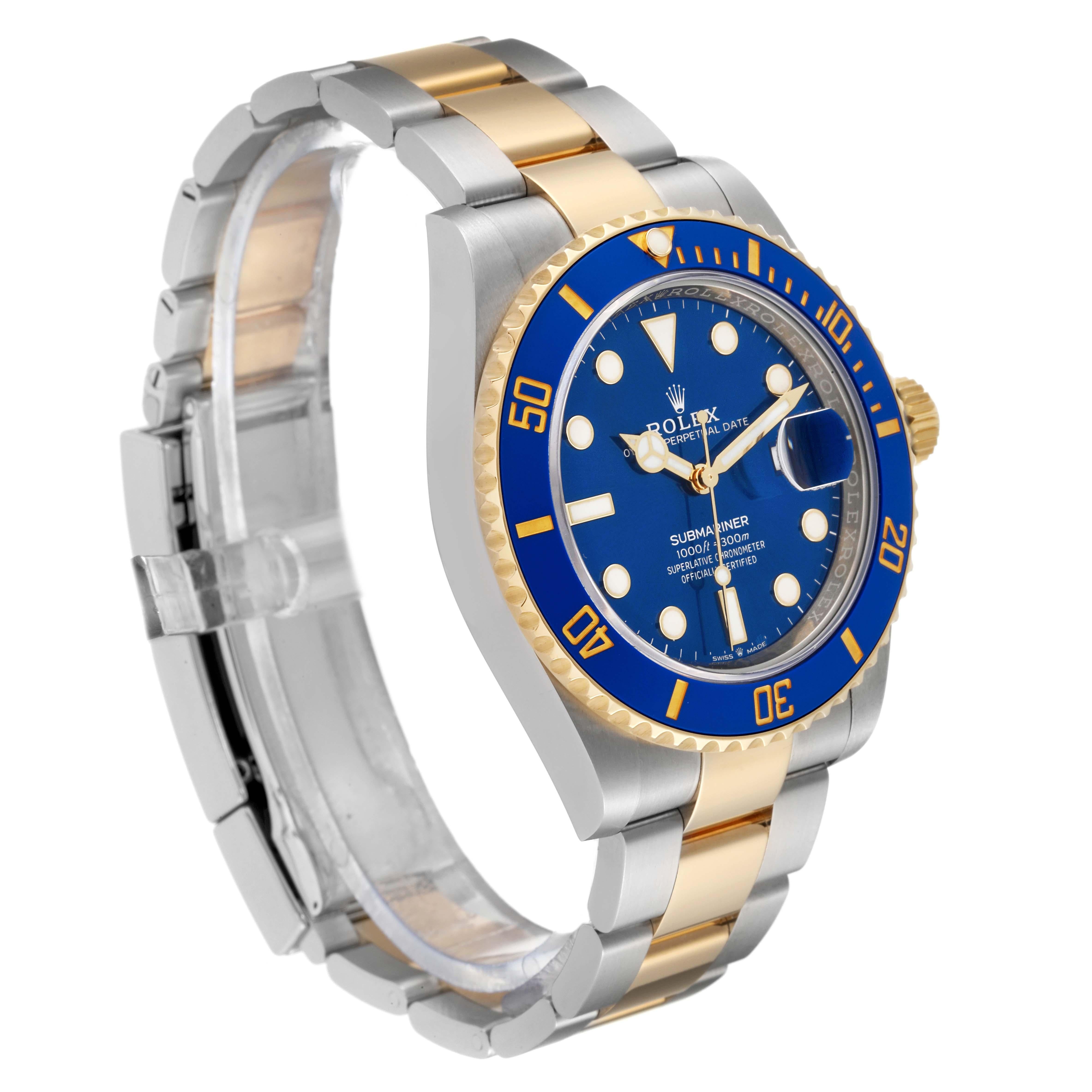 Rolex Submariner 41 Steel Yellow Gold Blue Dial Mens Watch 126613 Box Card In Excellent Condition For Sale In Atlanta, GA