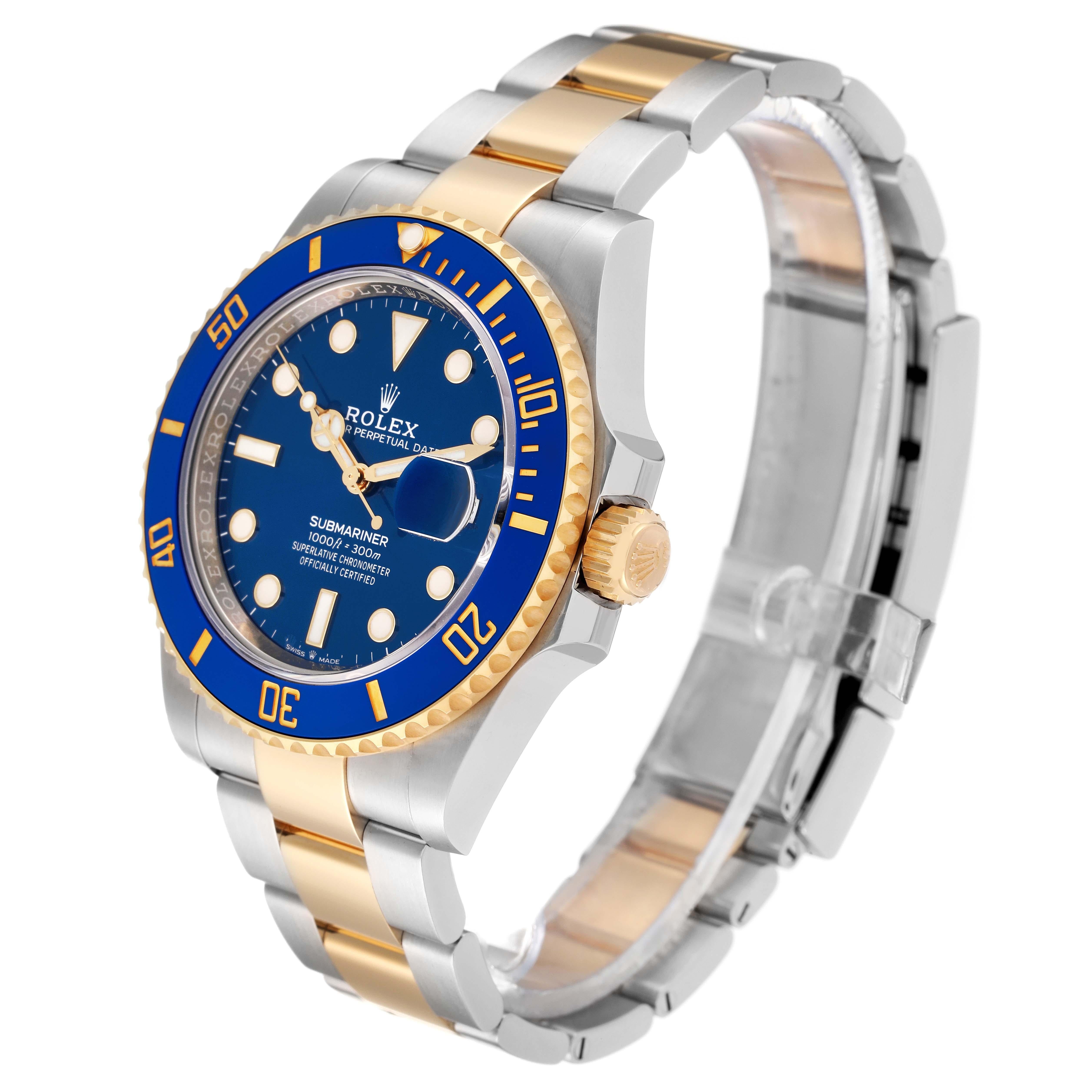 Men's Rolex Submariner 41 Steel Yellow Gold Blue Dial Mens Watch 126613 Box Card