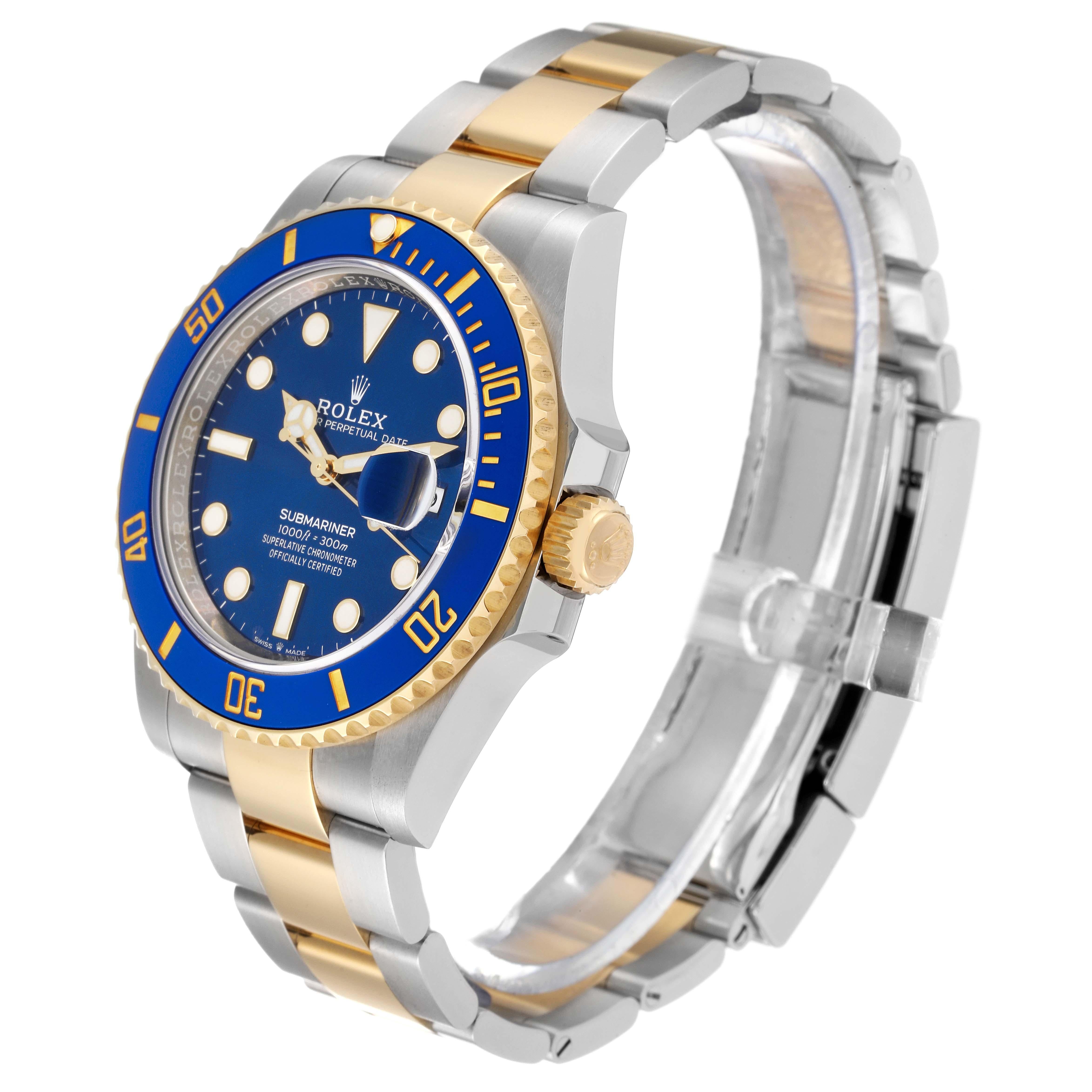 Men's Rolex Submariner 41 Steel Yellow Gold Blue Dial Mens Watch 126613 Box Card For Sale