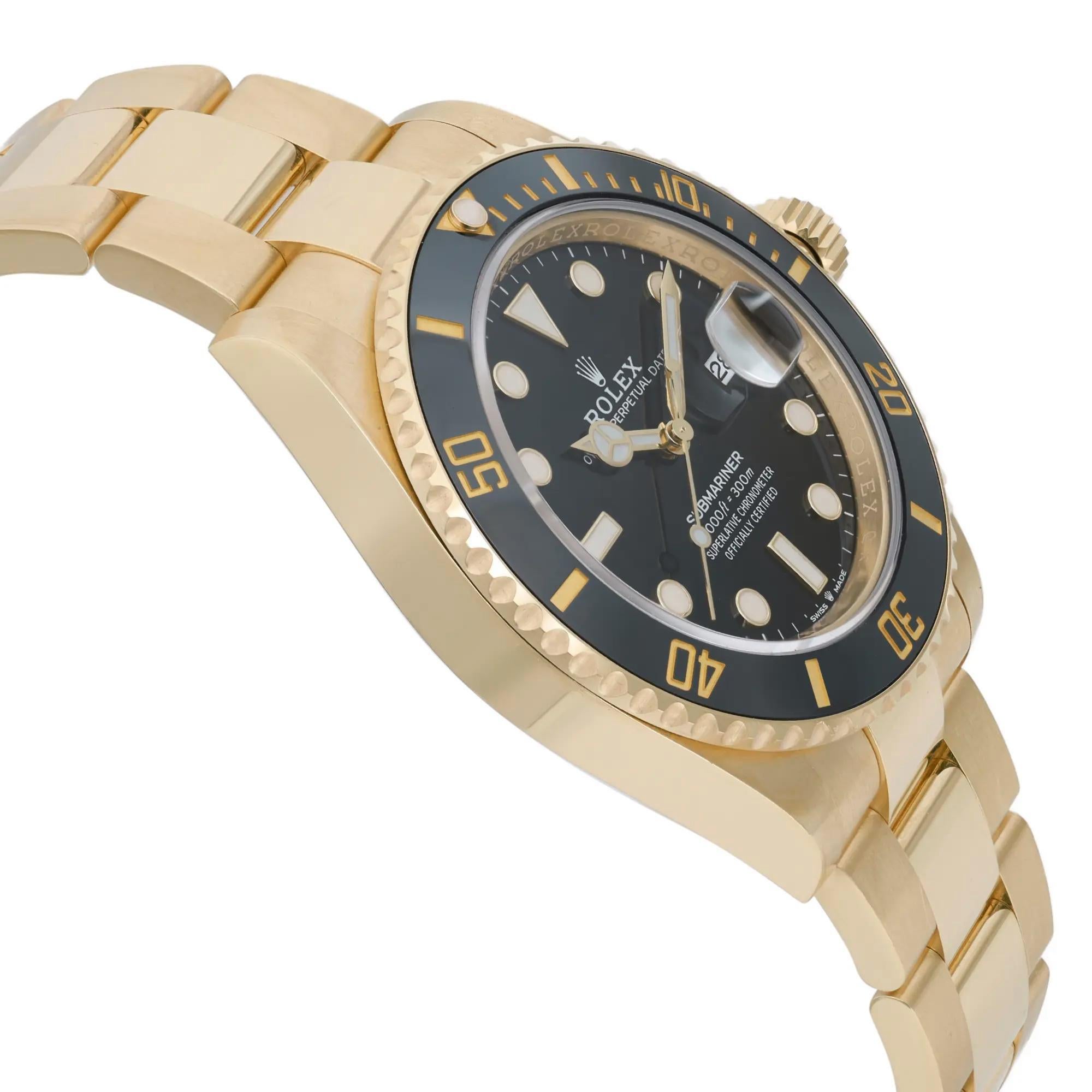 Uomo Rolex Submariner 41mm Oro Giallo 18K Ceramica Quadrante Nero Orologio 126618LN in vendita