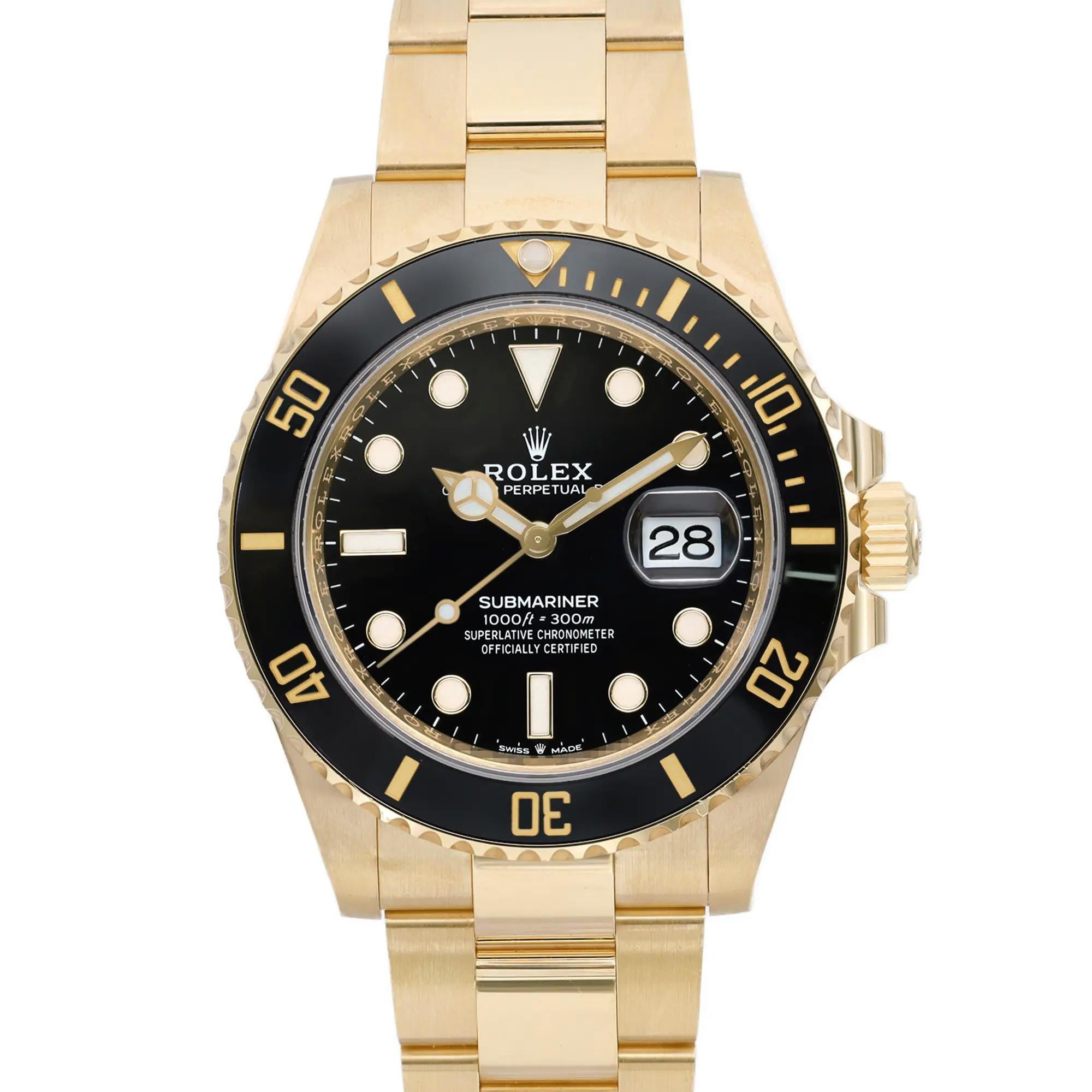 Rolex Submariner 41mm Oro Giallo 18K Ceramica Quadrante Nero Orologio 126618LN in vendita 2