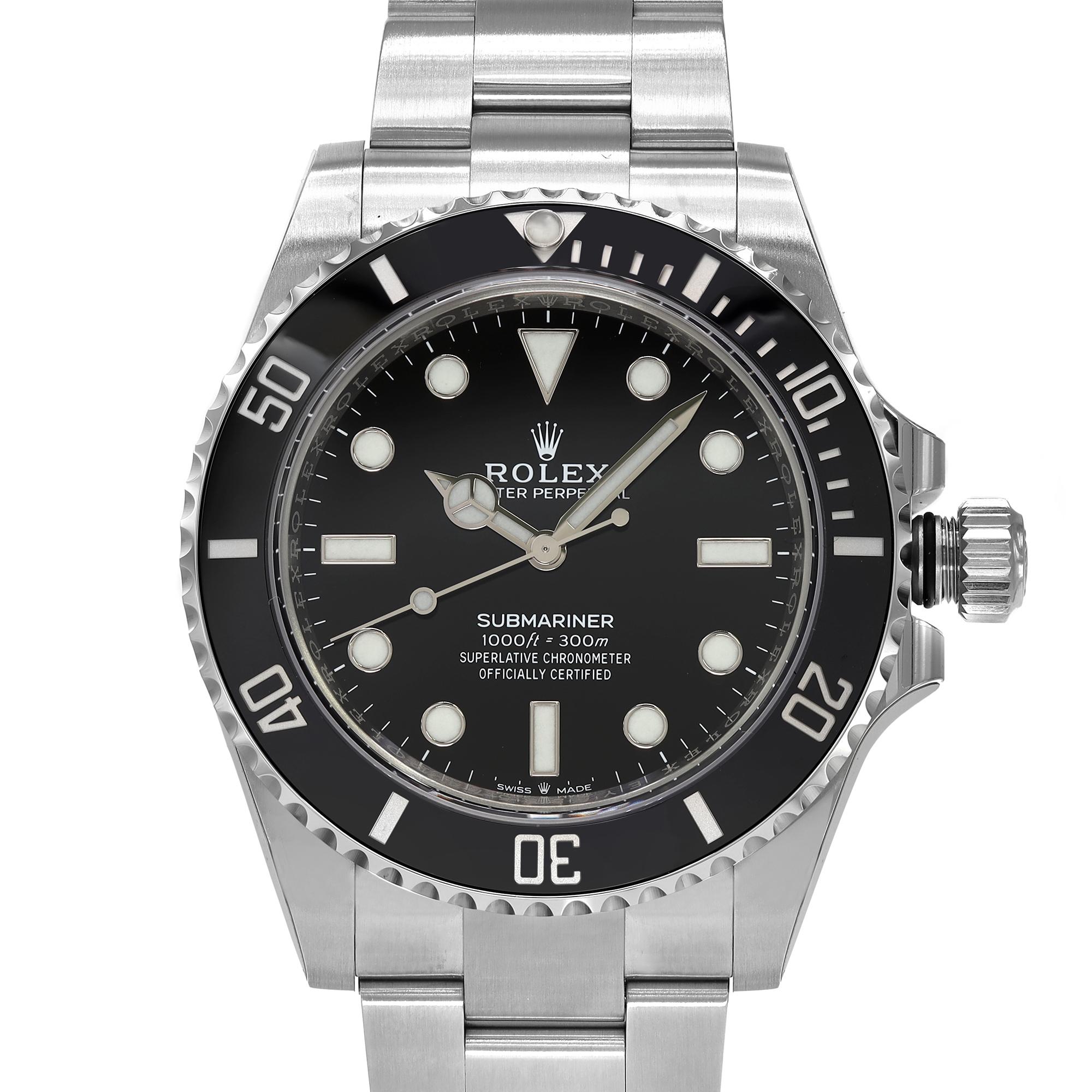 Unworn 2022 Card. Fully Stickered. Rolex Submariner No Date 41mm Steel Ceramic Black Dial Automatic Watch 124060. This Beautiful Timepiece Is Powered by Mechanical (Automatic) Movement. Features: Round Stainless Steel Case with a Stainless Steel