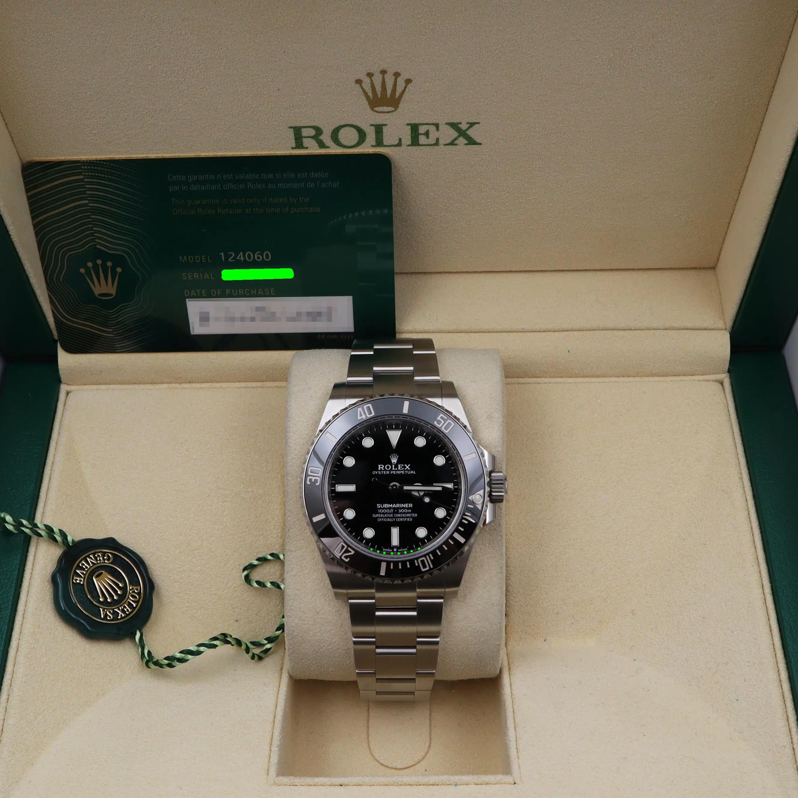 Brand New watch. 2024 card. Box and papers included. 5-year Rolex Warranty.

Brand Rolex
Type Wristwatch
Department Men
Model Number 124060
Country/Region of Manufacture Switzerland
Style Luxury
Model Rolex Submariner 124060
Vintage No
Band Color