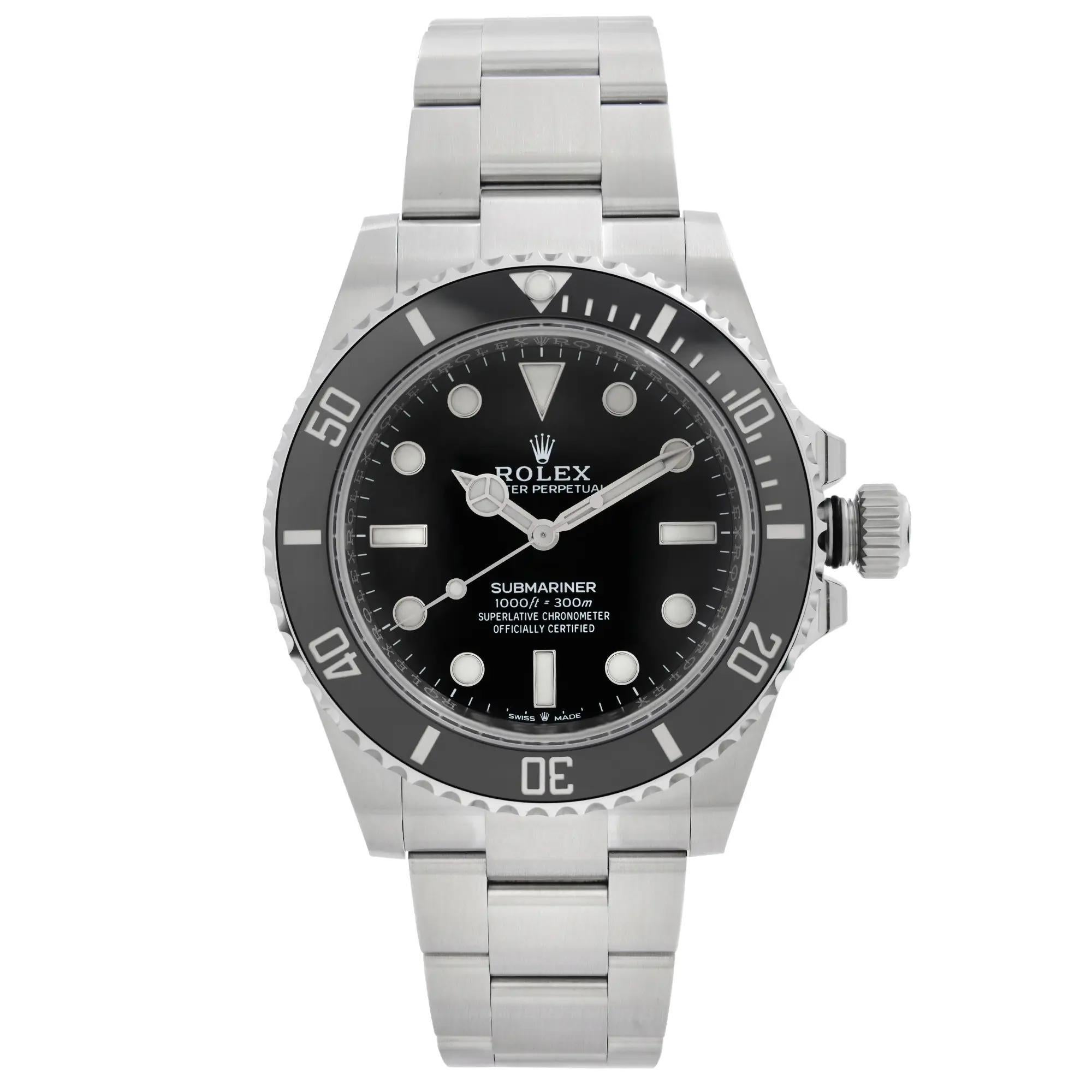 New 2024 Rolex Submariner 41 No Date Steel Ceramic Black Dial Watch 124060 In New Condition In New York, NY