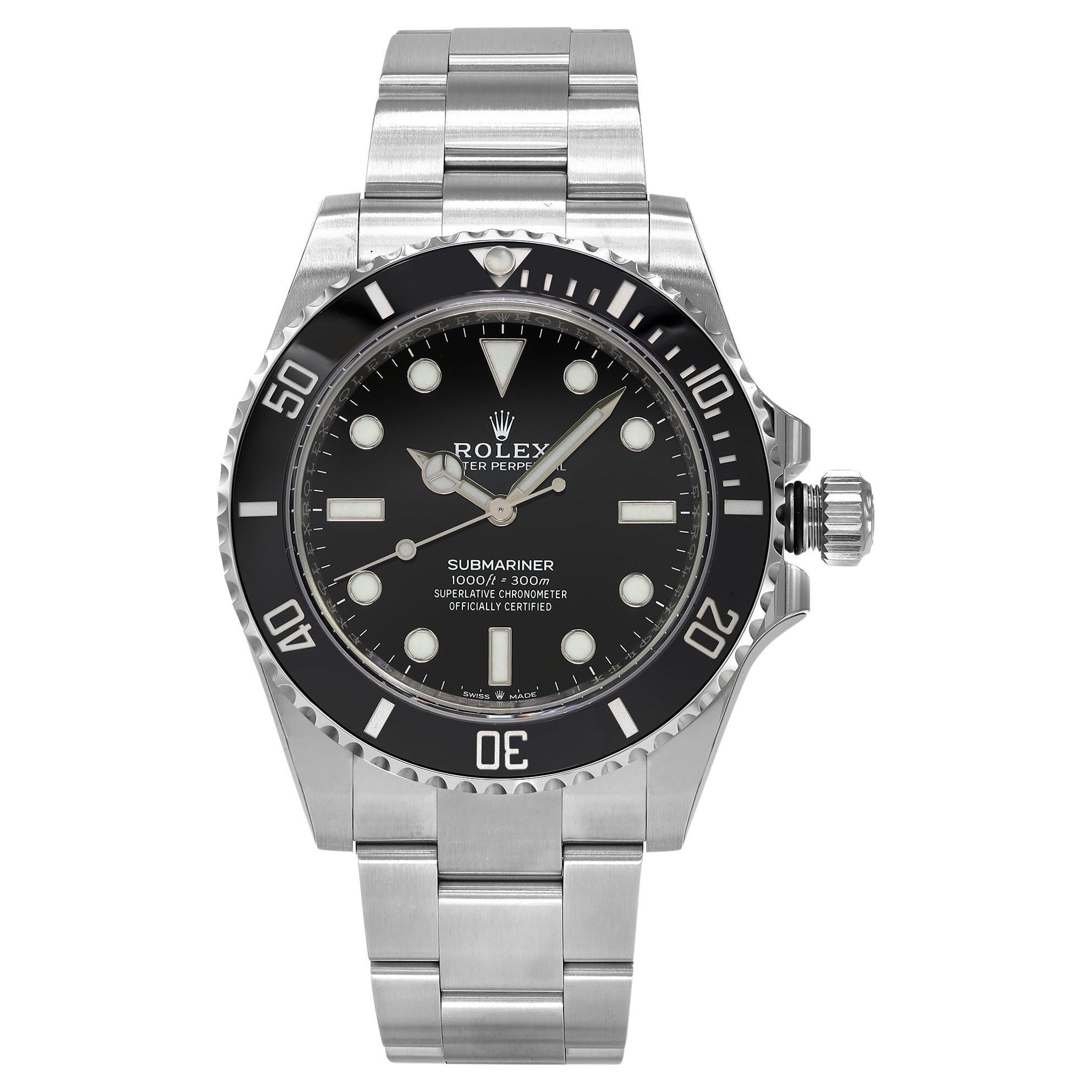 Rolex Submariner 41mm No Date Steel Ceramic Black Dial Automatic Watch 124060