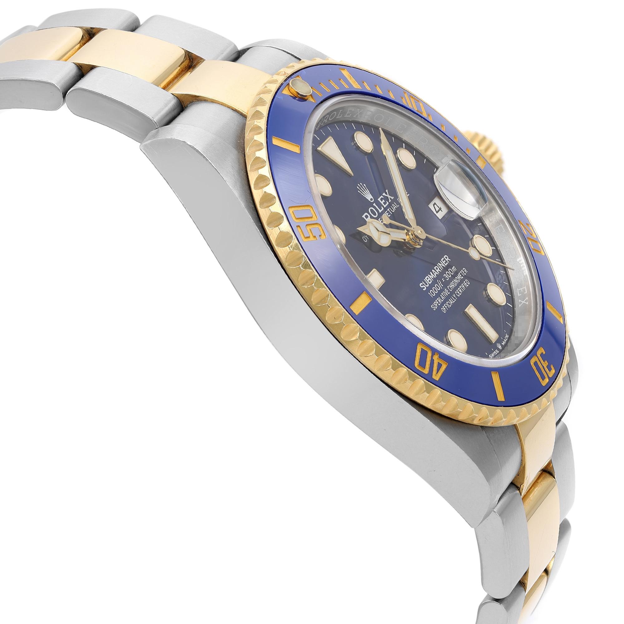  Rolex Montre Submariner automatique en acier et or jaune 18 carats avec cadran bleu 126613LB Pour hommes 