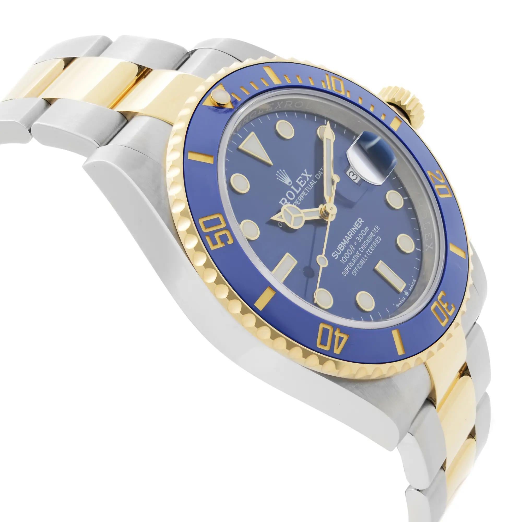 Rolex Submariner 41mm Steel 18K Yellow Gold Blue Dial Automatic Watch 126613LB In Excellent Condition For Sale In New York, NY