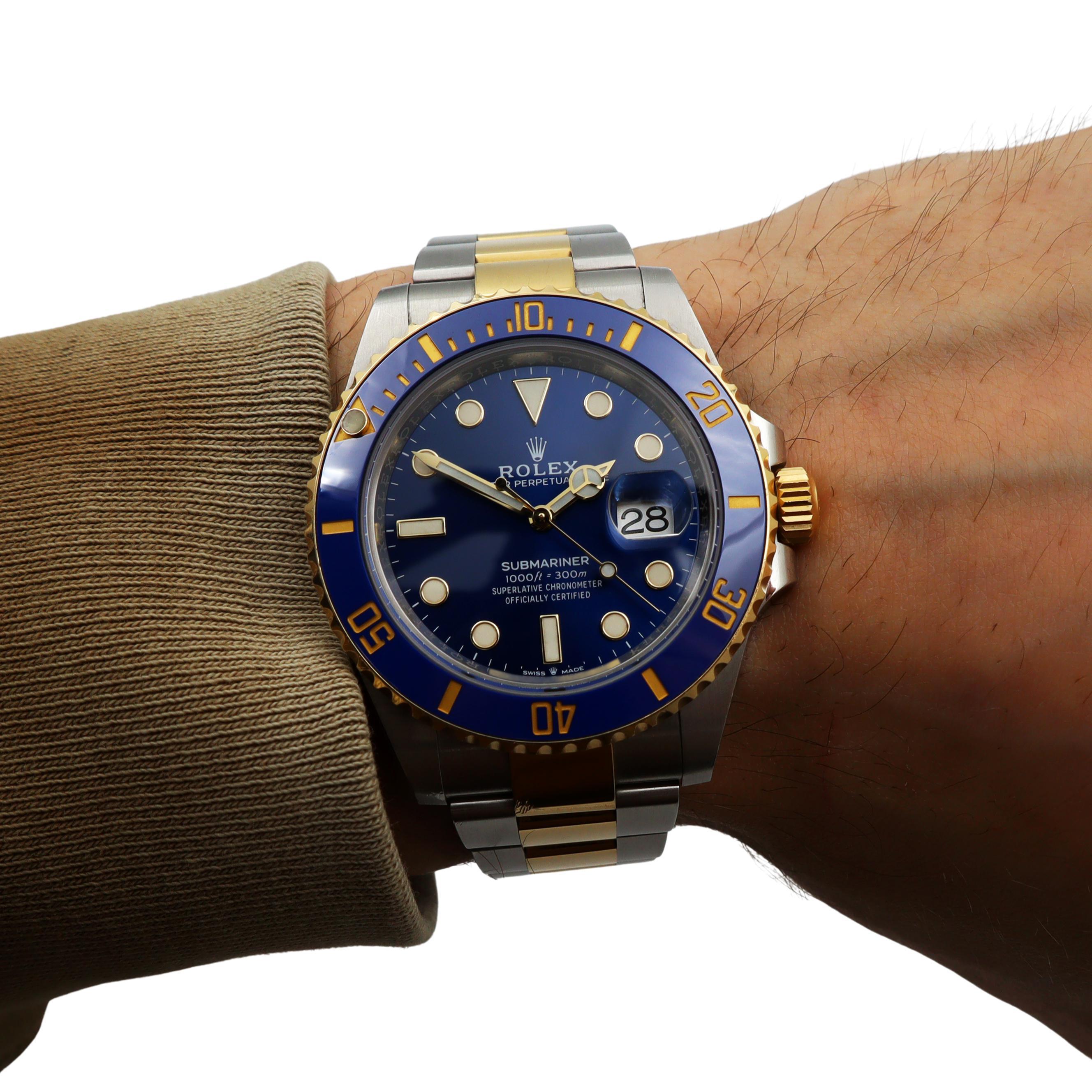 Rolex Submariner 41mm Steel 18K Yellow Gold Blue Dial Automatic Watch 126613LB For Sale 2