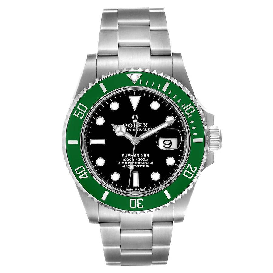 Rolex Submariner 50th Anniversary Green Kermit Mens Watch 126610LV Unworn. Officially certified chronometer self-winding movement.Paramagnetic blue Parachrom hairspring. High-performance Paraflex shock absorbers. Stainless steel oyster case 40 mm in
