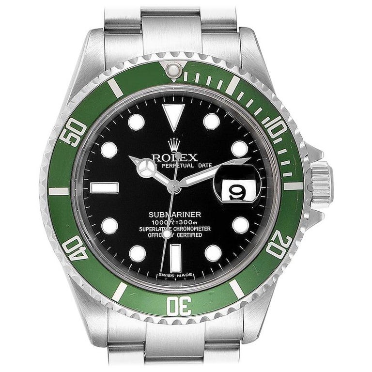 Rolex Submariner 50th Anniversary Green Kermit Men's Watch 16610LV For Sale  at 1stDibs