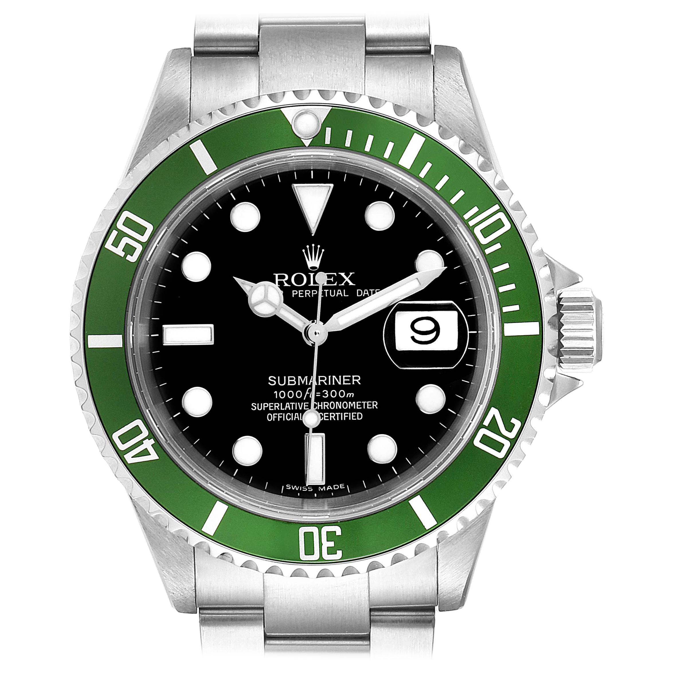 Rolex Submariner 50th Anniversary Green Kermit Men's Watch 16610LV