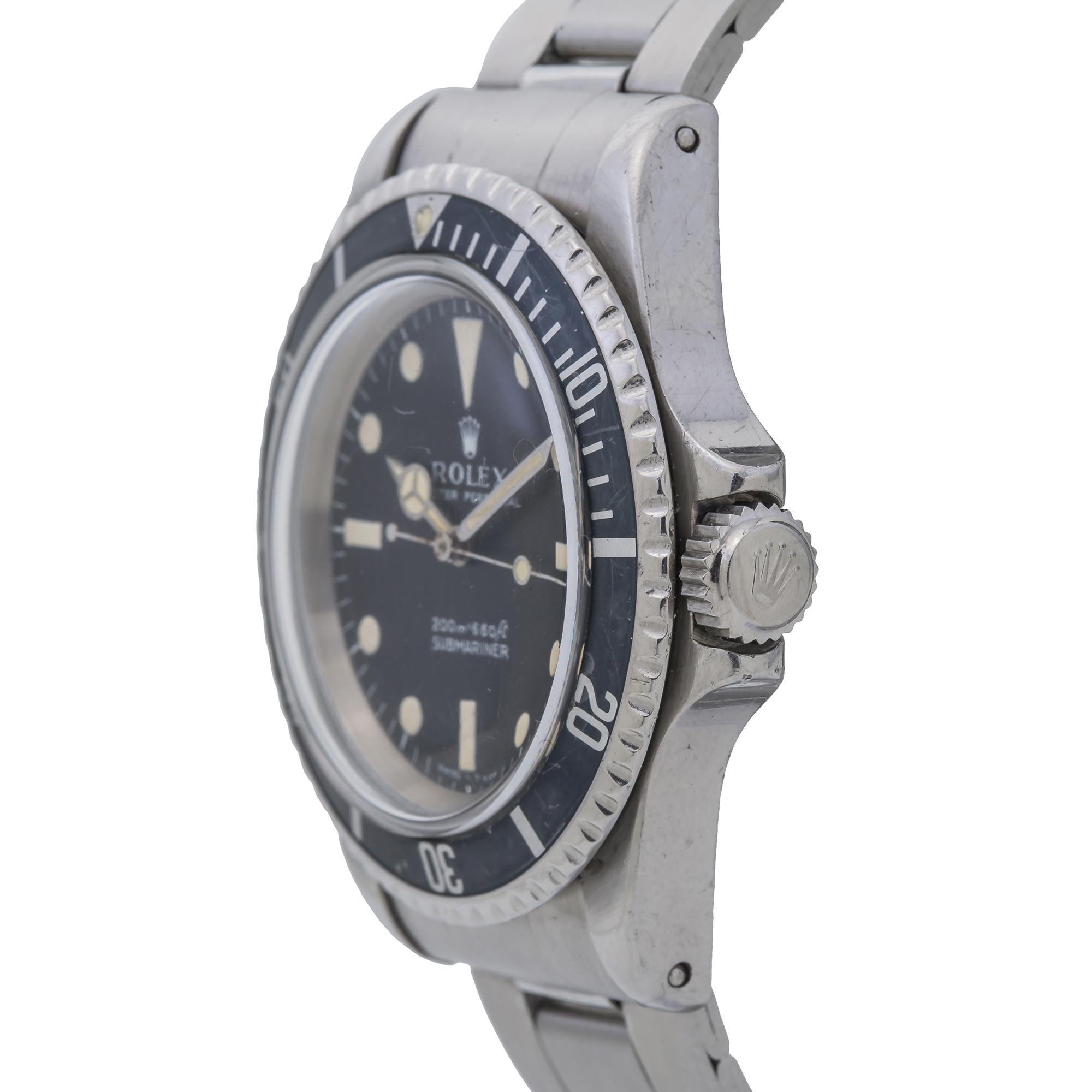 Rolex Submariner 5513, Black Dial, Certified and Warranty In Good Condition In Miami, FL
