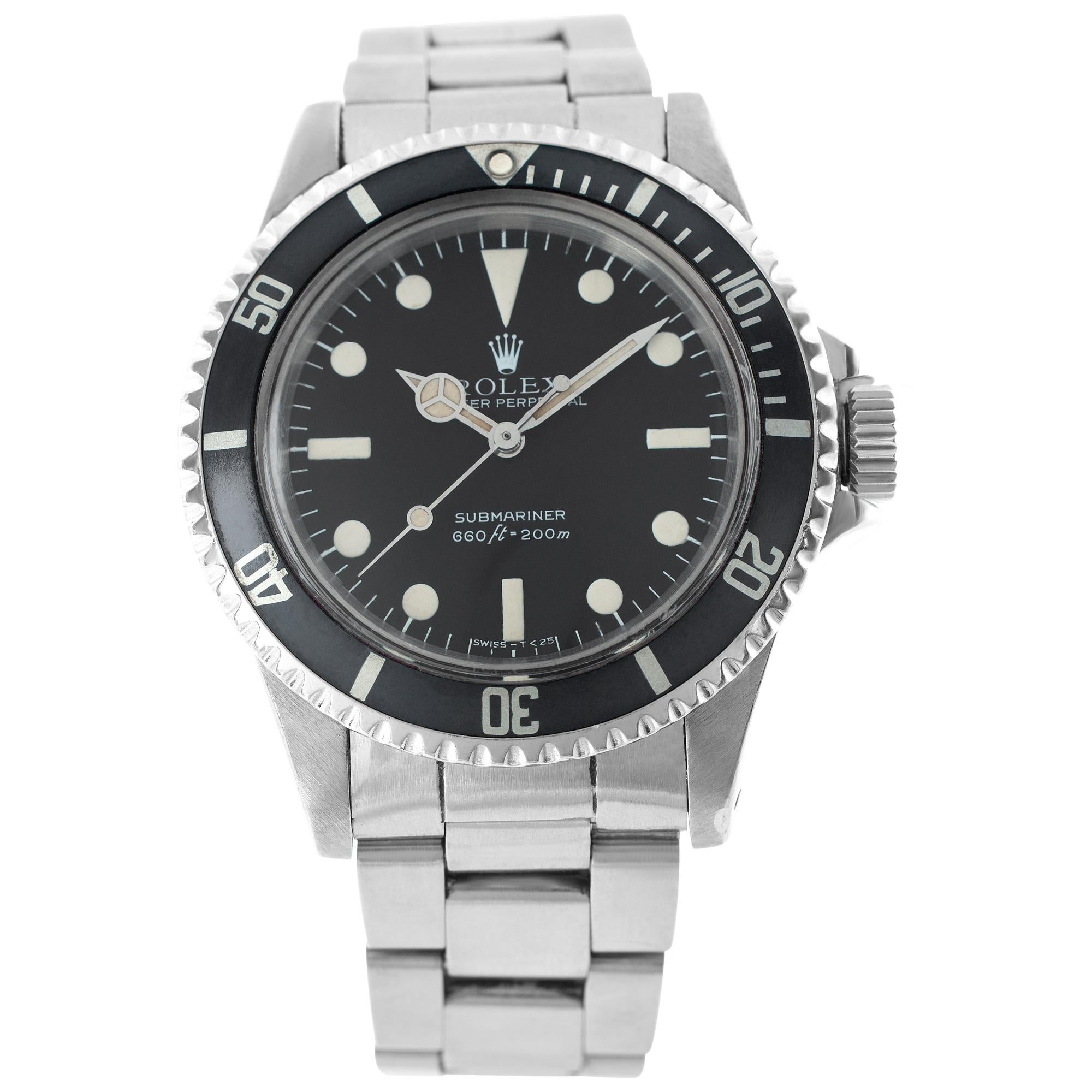 Rolex Submariner 5513 aus Edelstahl mit schwarzem Zifferblatt 40mm Automatikuhr