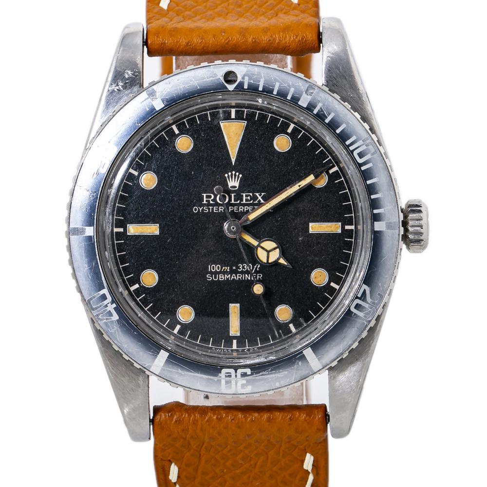 Rolex Submariner 6536/1 No Crown Guard Watch With Original Box&Paper