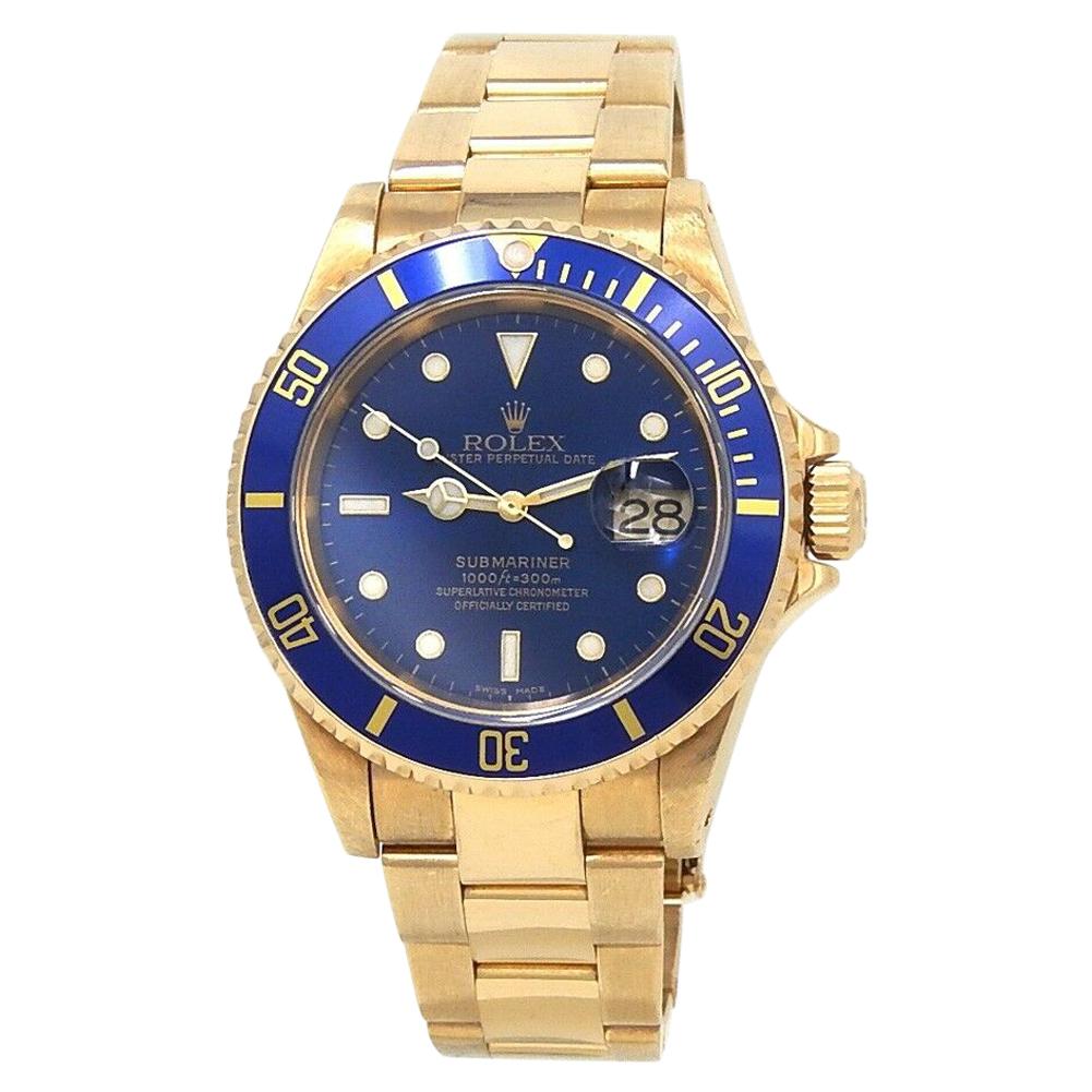 Rolex Submariner 'A Serial' 18 Karat Yellow Gold Automatic Men's Watch 16618 For Sale