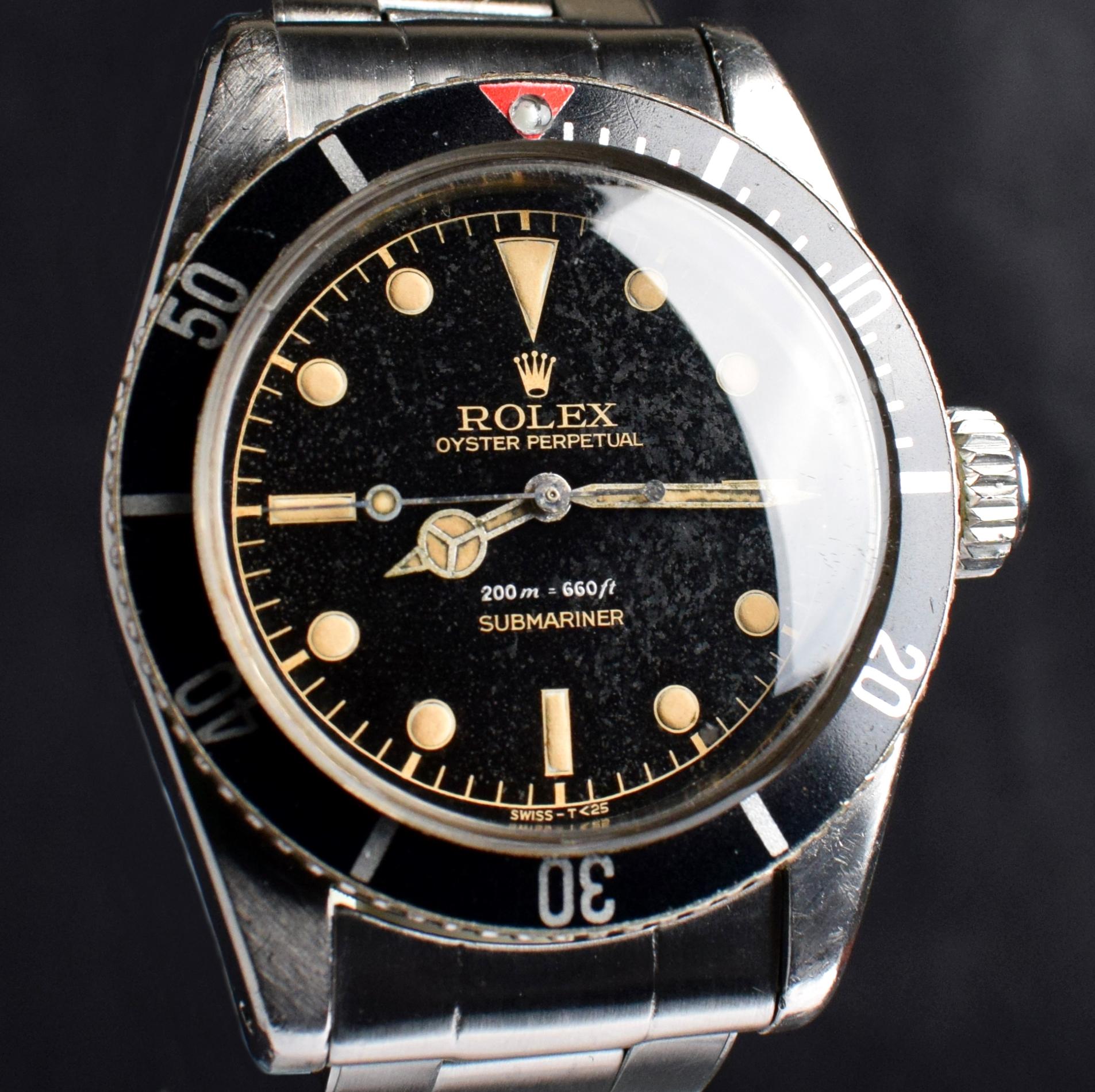 Rolex Submariner Grande Couronne Cadran doré 6538 Triangle rouge Montre James Bond 1959 Bon état à Central & Western District, HK