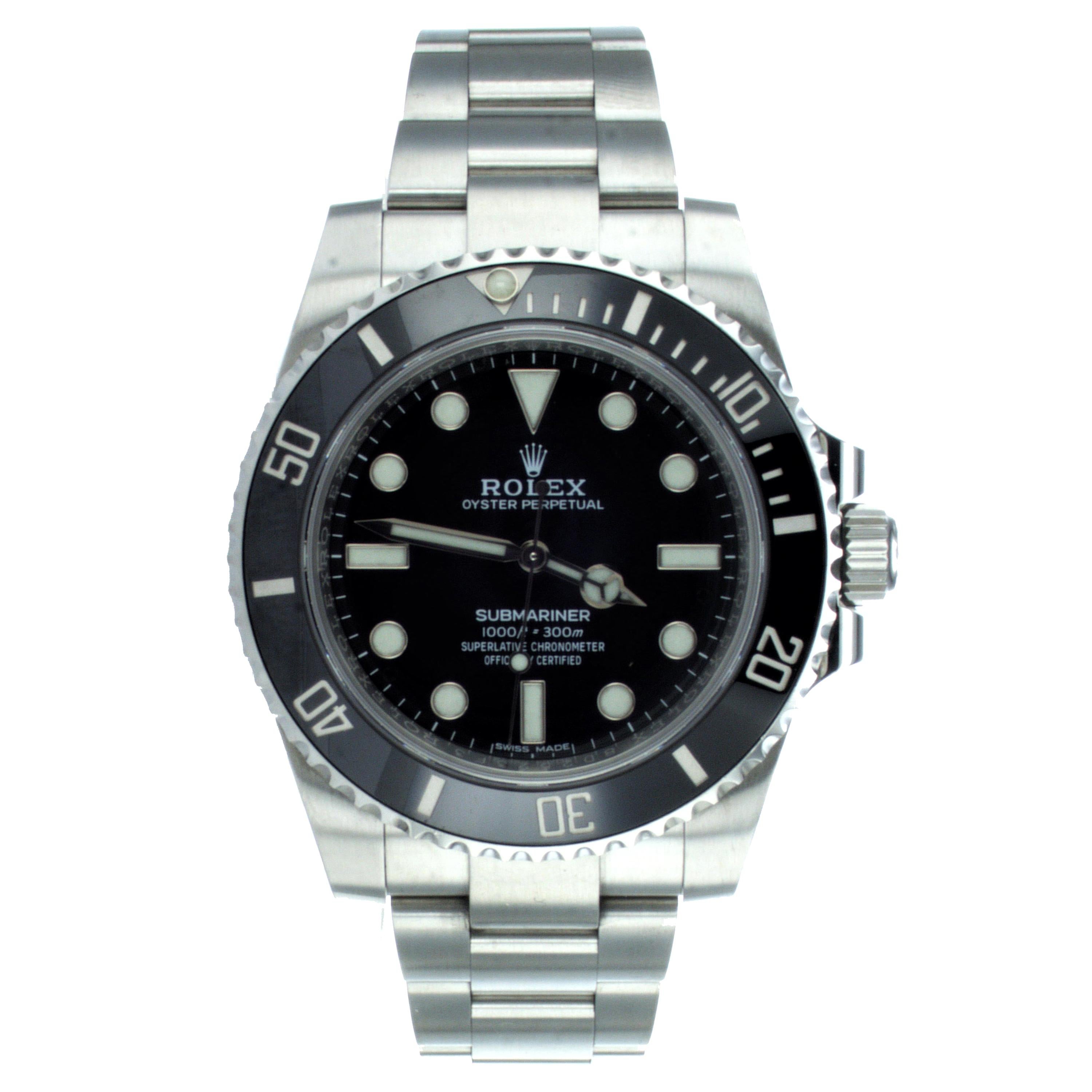 Rolex Submariner Black Bezel Wrist Watch Ref 114060