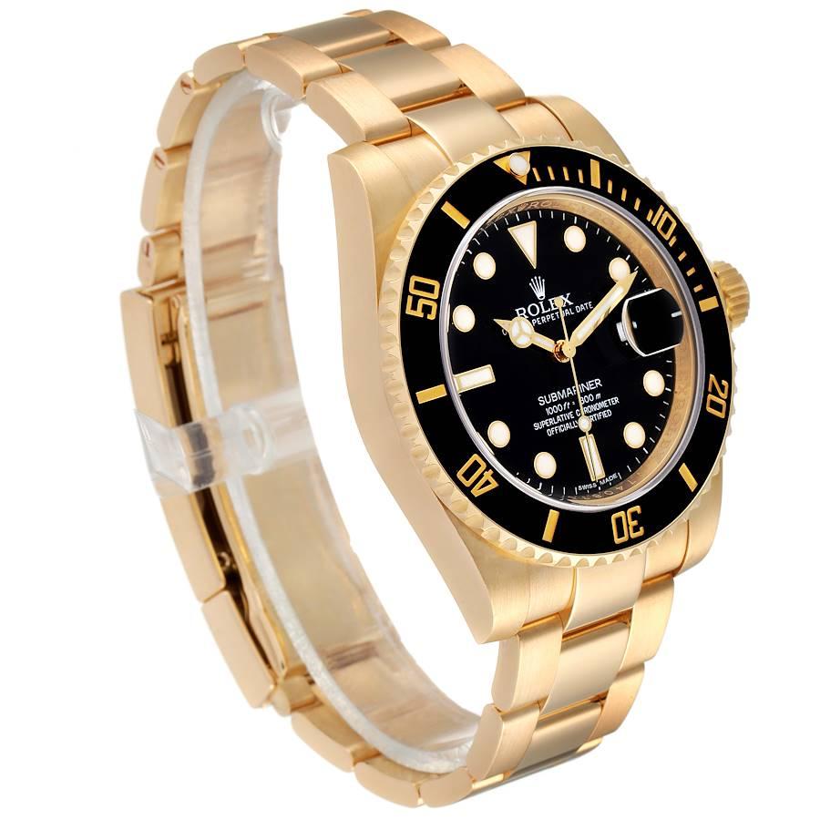 Rolex Submariner Black Dial 18k Yellow Gold Mens Watch 116618 In Excellent Condition For Sale In Atlanta, GA