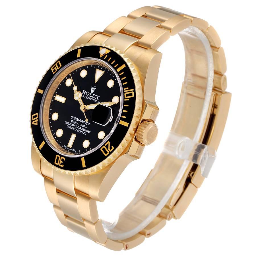 Men's Rolex Submariner Black Dial 18k Yellow Gold Mens Watch 116618