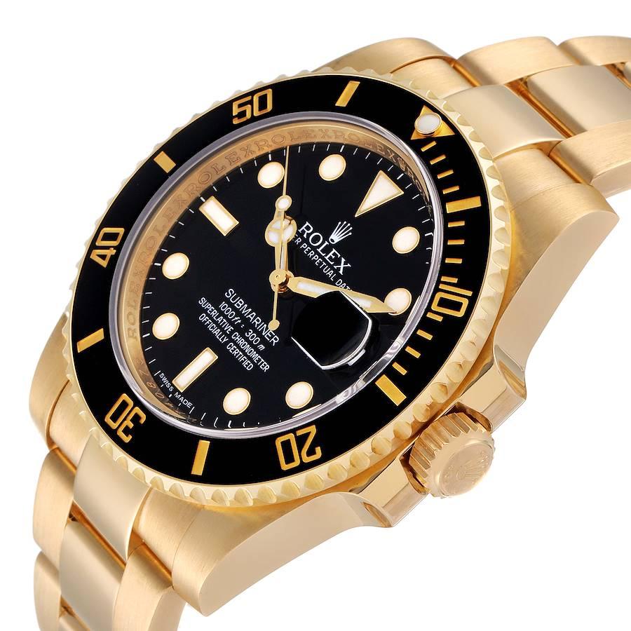 Rolex Submariner Black Dial 18k Yellow Gold Mens Watch 116618 1