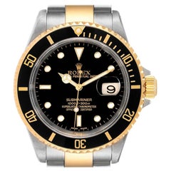 Rolex Submariner Black Dial Bezel Steel Yellow Gold Men
s Watch 16613 Box Papers