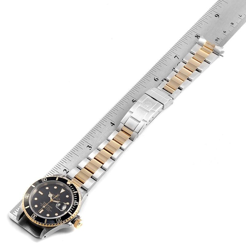 Rolex Submariner Black Dial Bezel Steel Yellow Gold Men's Watch 16613 7